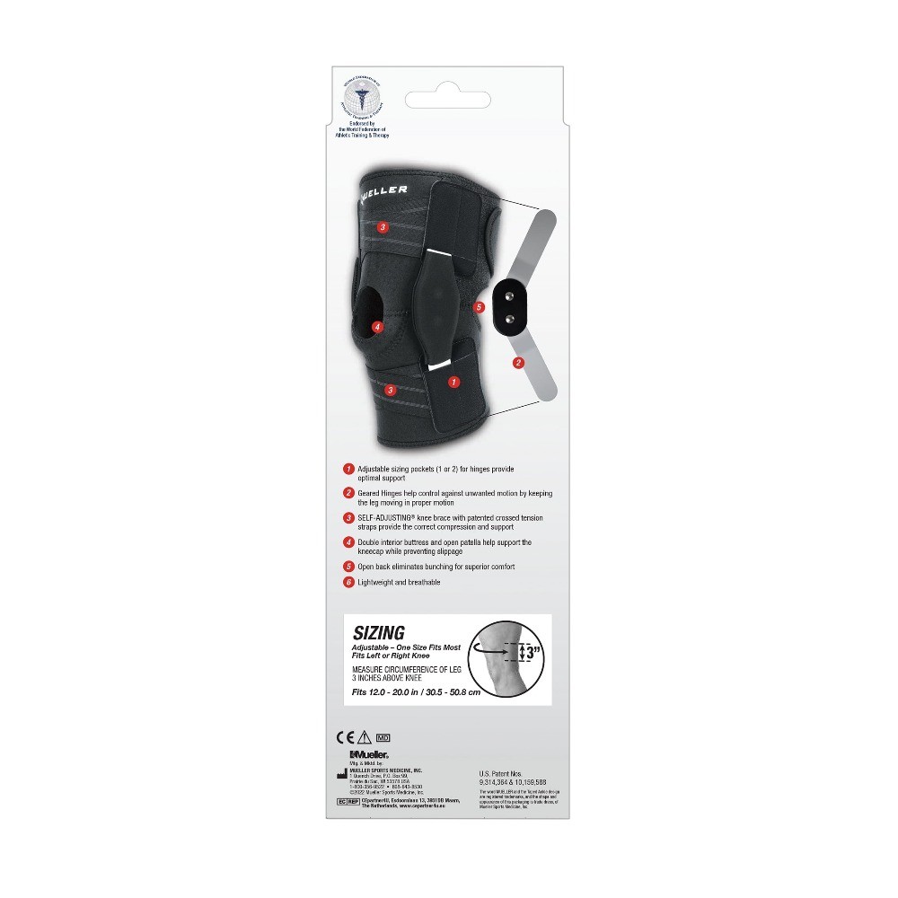 Adjustable Hinged Knee Brace, Black, One Size Fits Most
