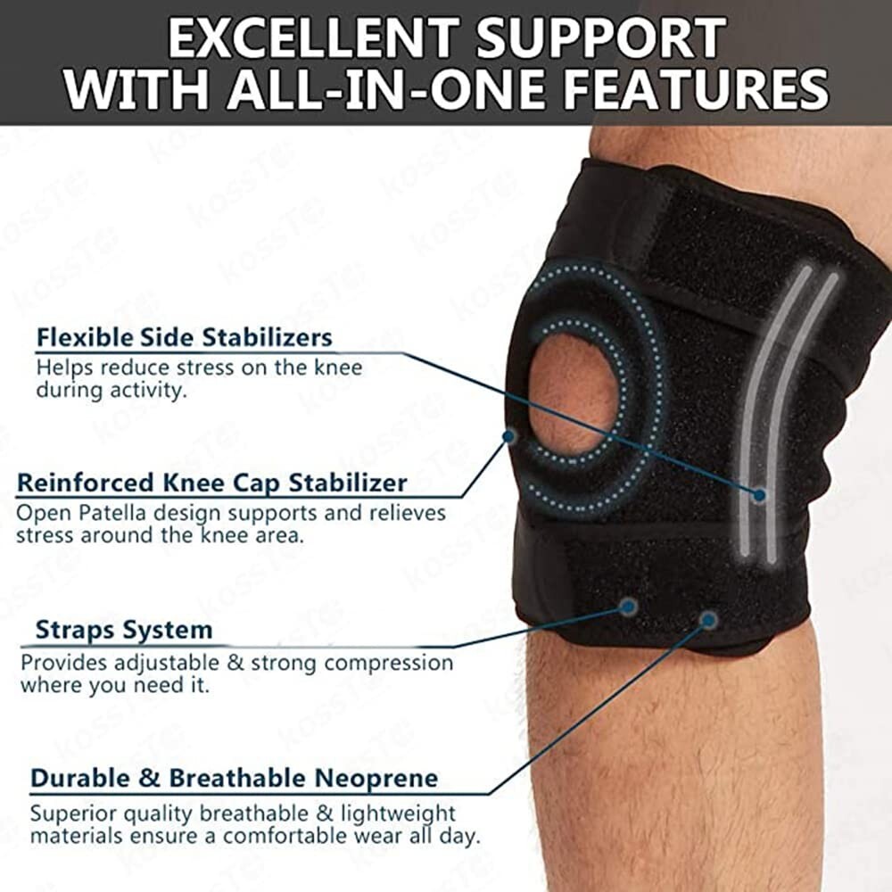 Open Patella Adjustable Breathable Neoprene Knee Brace Support ( Pack of 2 )