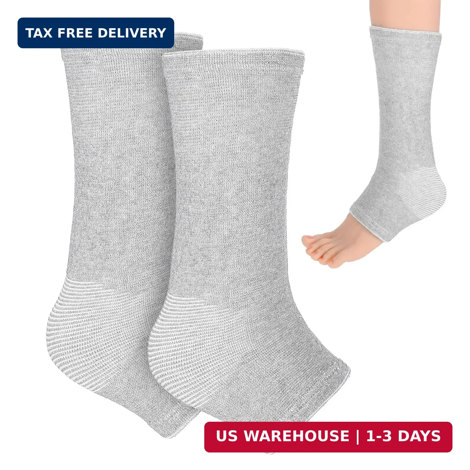 2 Pairs Bamboo Compression Socks, Soft Bamboo Foot Ankle Sleeves, Suitable FAST