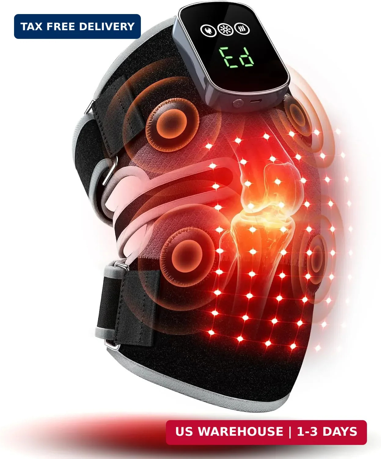 3-in-1 Red Light Therapy Knee Brace, 240 LEDs 660nm & 850nm Infrared Light Thera