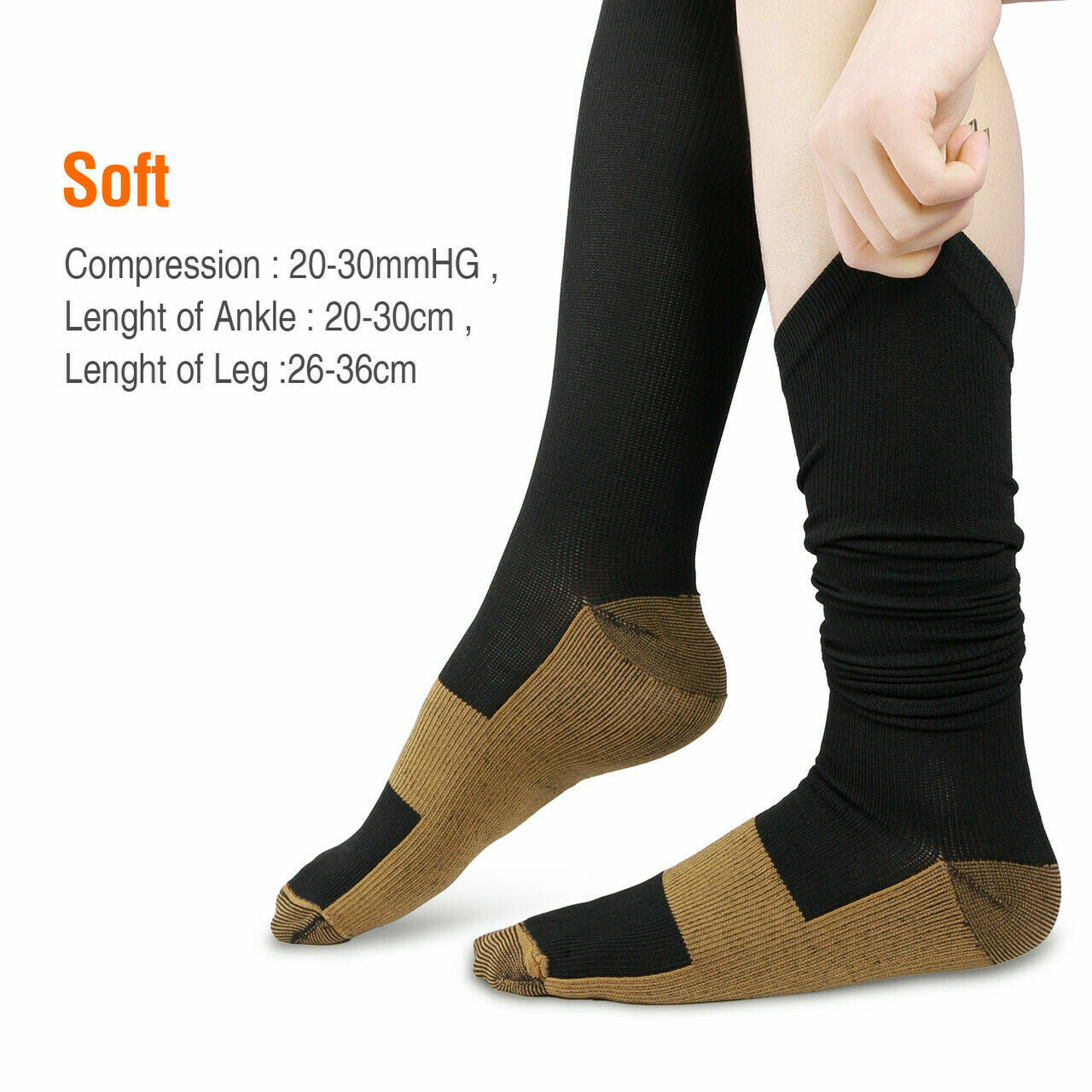 5 Pairs Copper Compression Socks 20-30mmHg Graduated Support Mens Womens L/XL