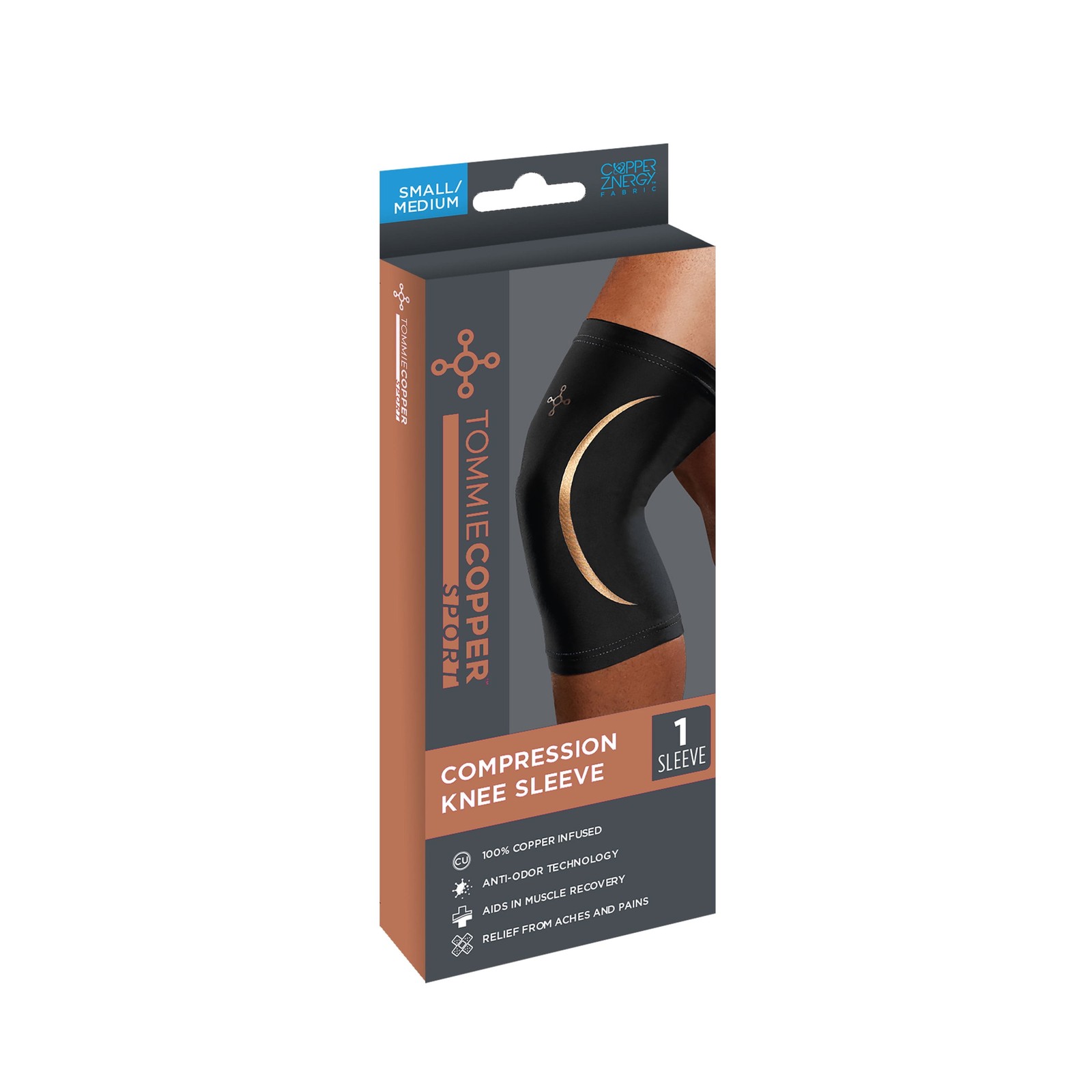 Tommie Copper Sport Compression Knee Sleeve, Black, Small/Medium, 1 pack