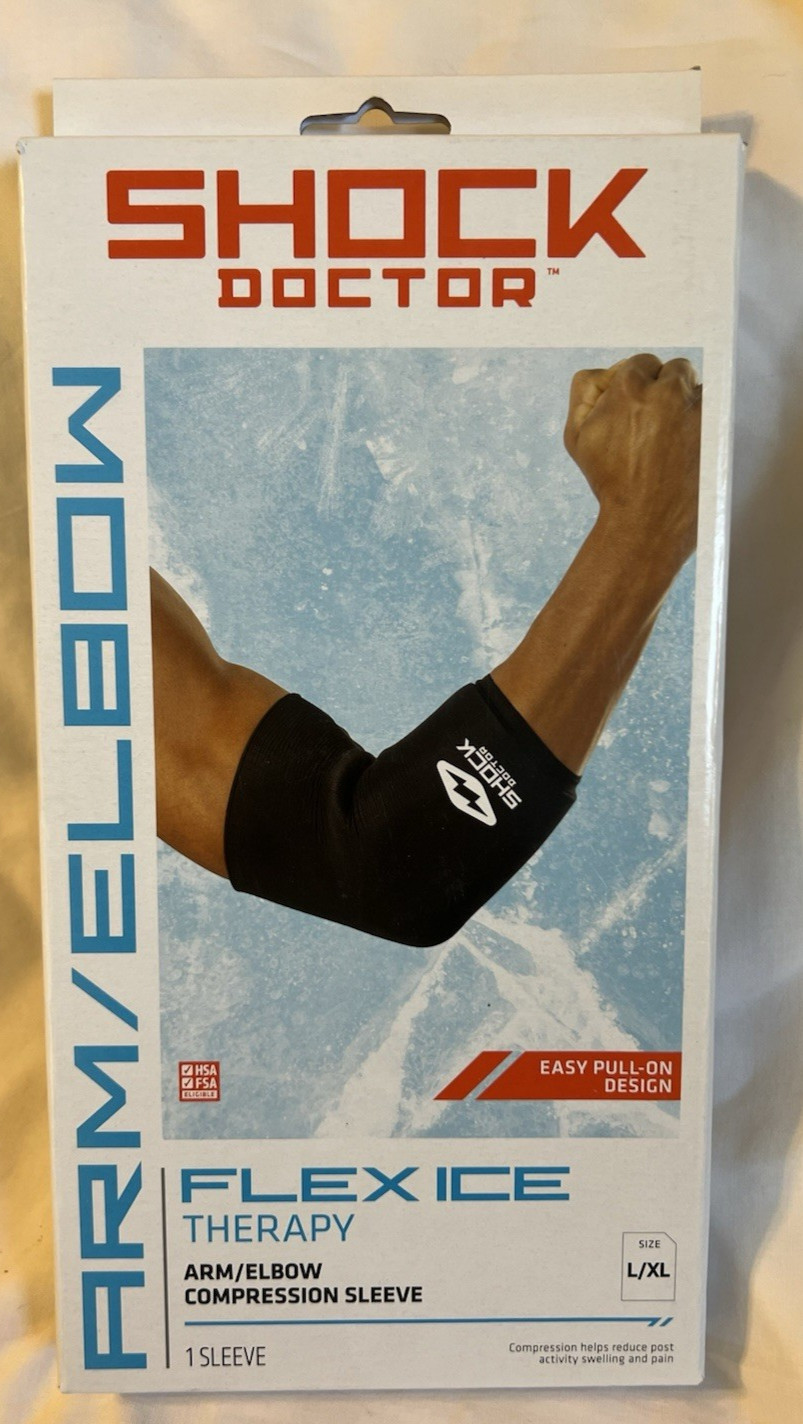 Shock Doctor Recovery Flex Ice Therapy Arm Elbow Compression Sleeve, Size L/XL