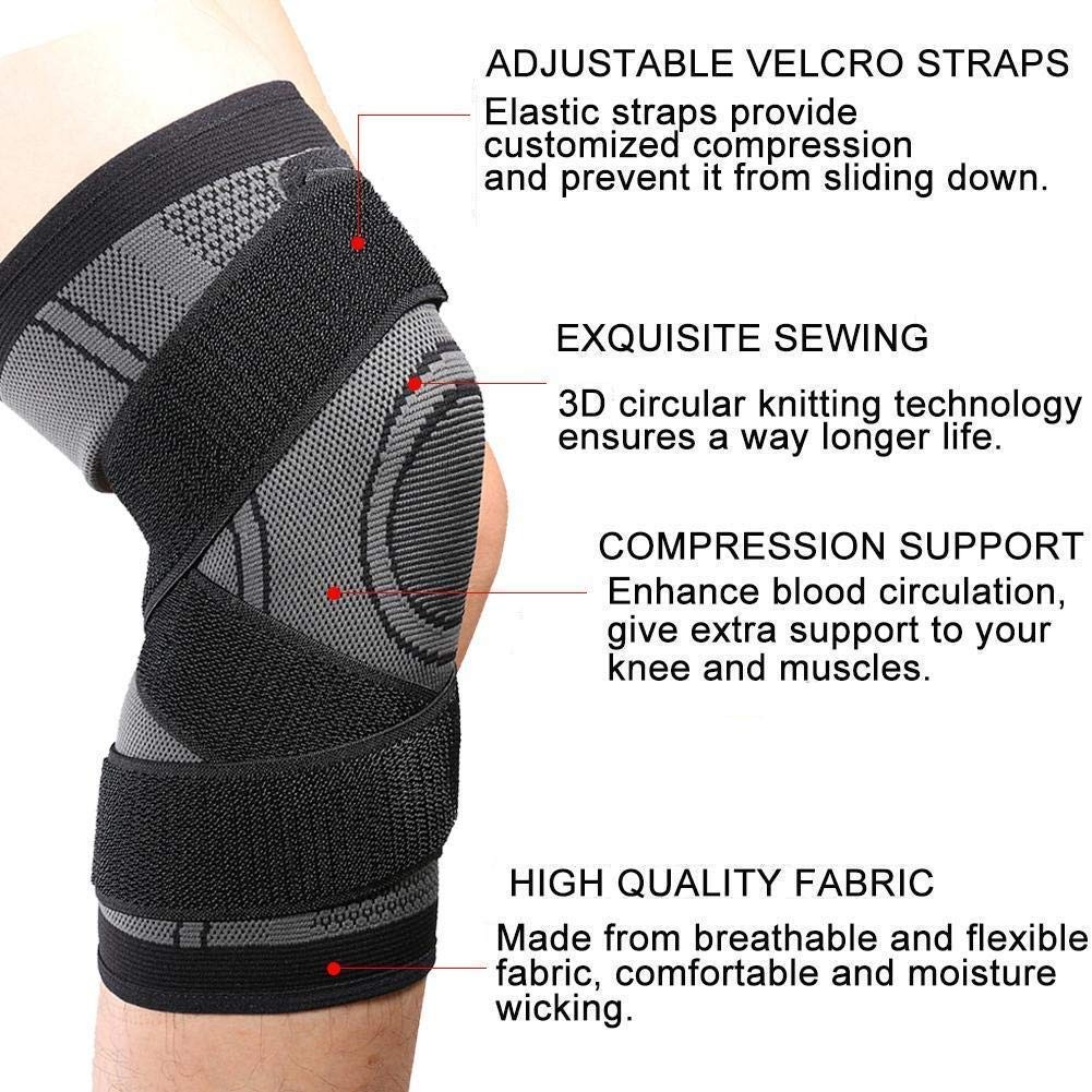 Vitoki Knee Braces for Pain,1 Pack Compression Sleeve L, Gray