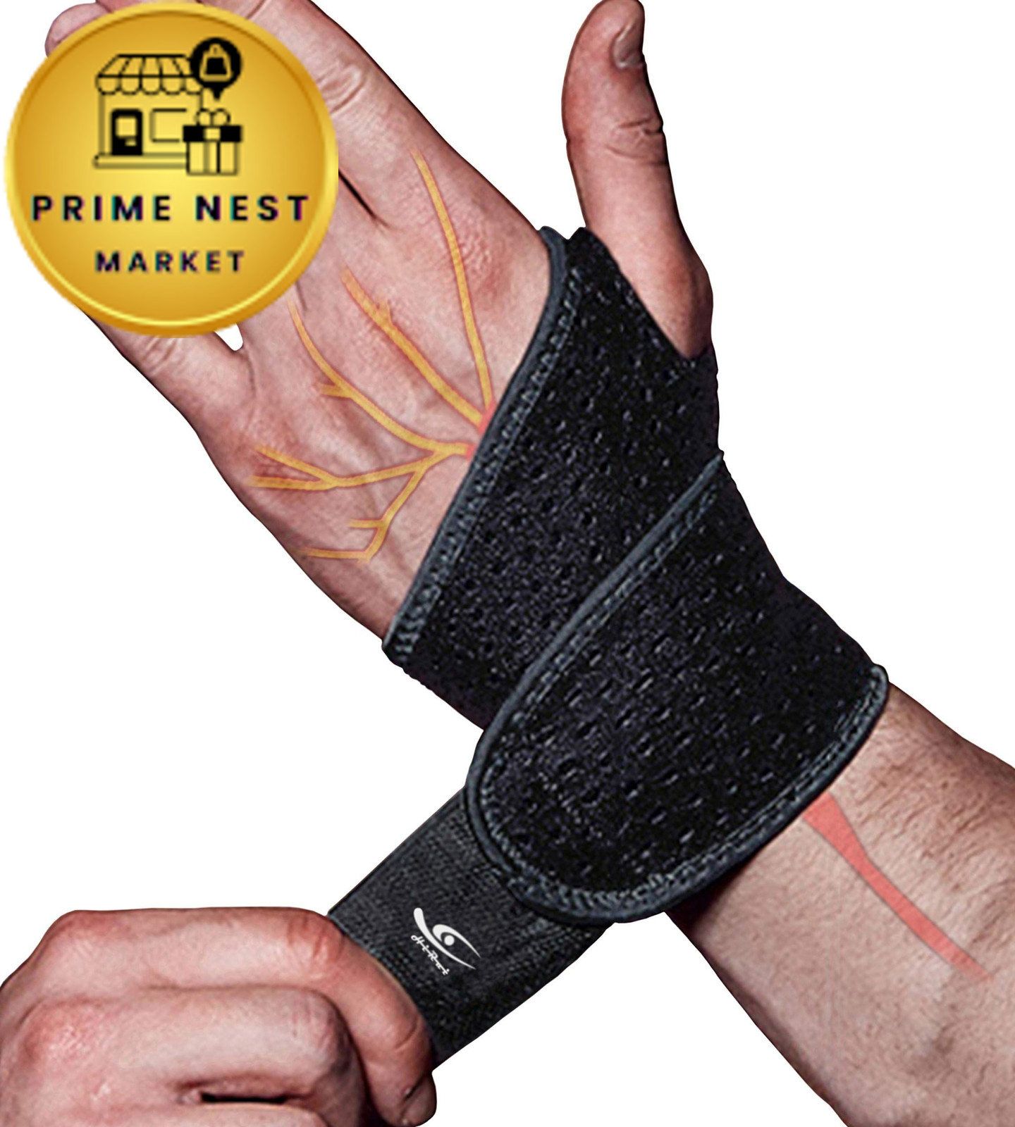 HiRui 2 Pack Wrist Compression Strap and 2 Count (Pack of 1), Black