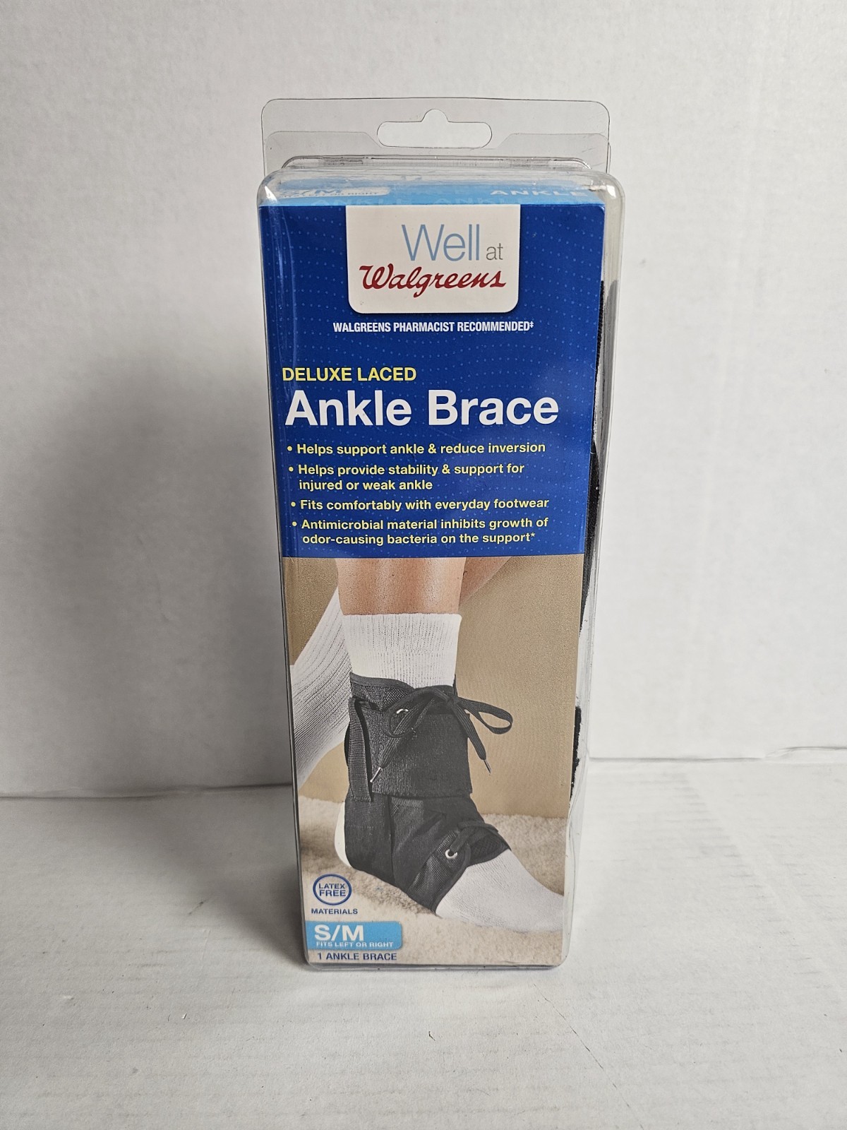 Walgreens Deluxe Laced Ankle Brace S/M Fits Left or Right
