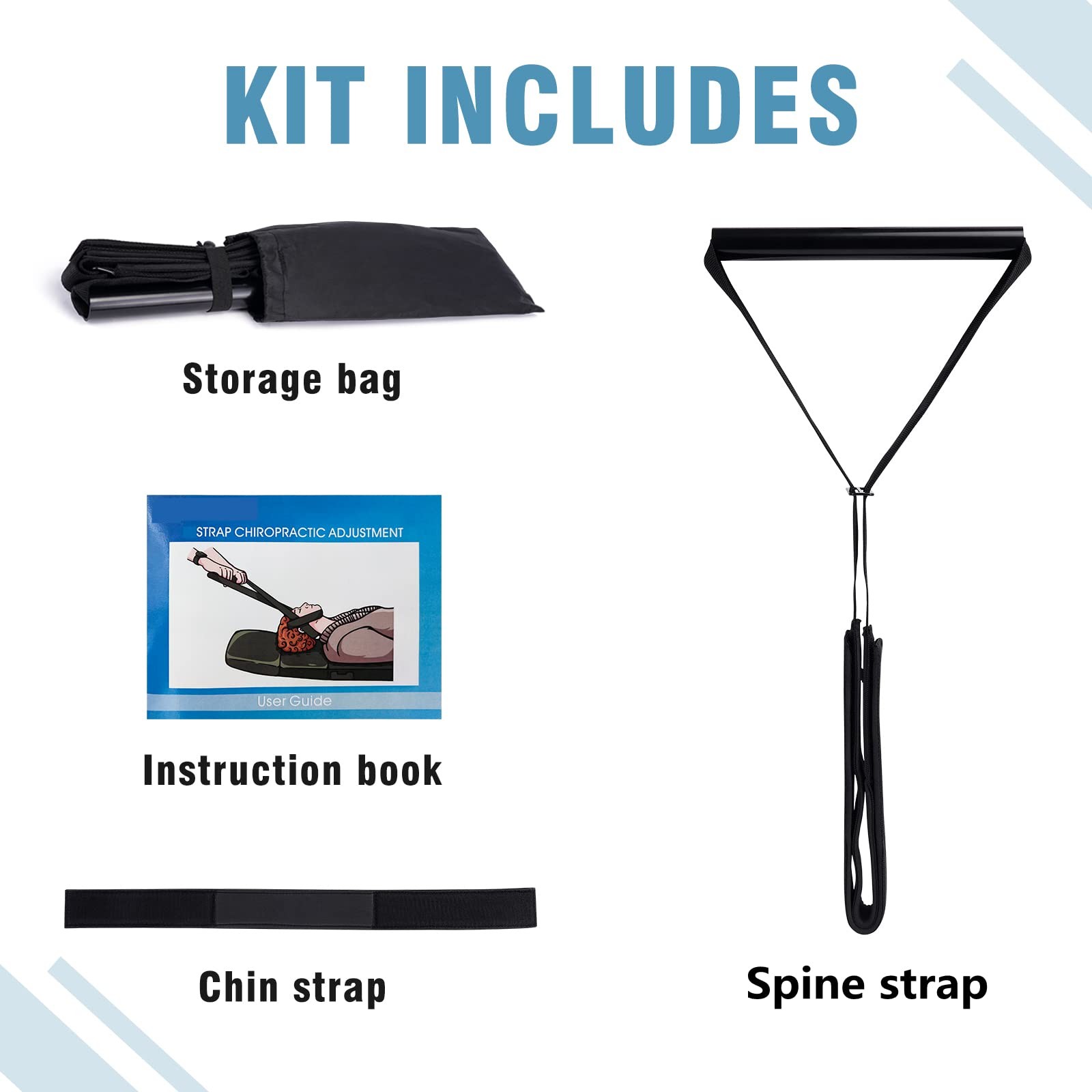 Neck Stretcher Strap, Spine Chiropractic Decompression Tool with Chin Belt. Cerv