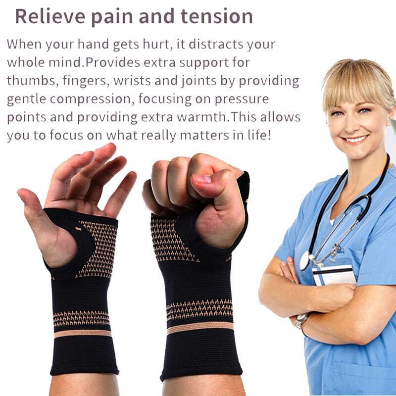 4P Copper Wrist Compression Sleeves Comfortable Breathable for Arthritis Sprains
