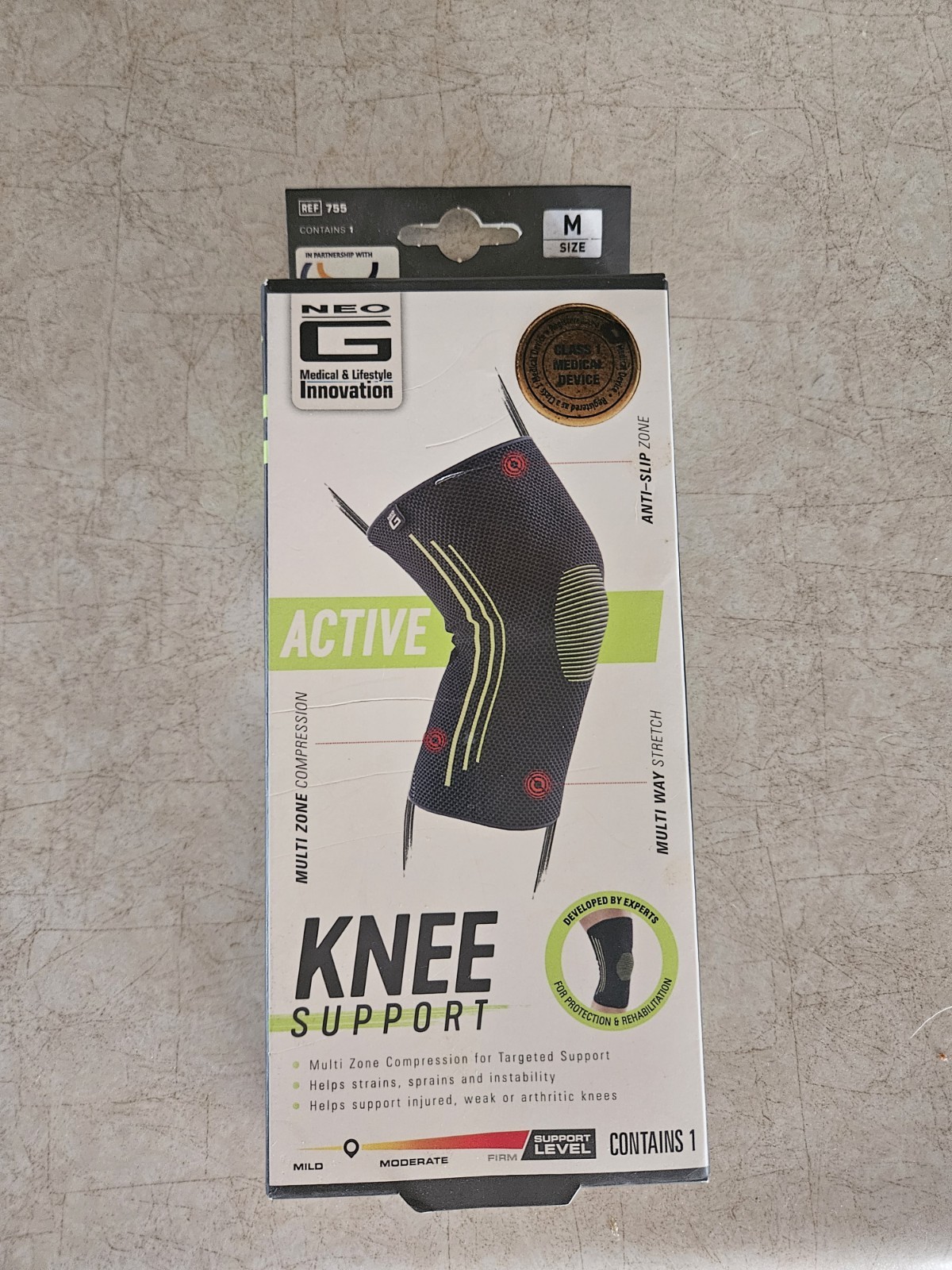 Neo G Active Knee Support Size Medium -Mild Support Level Left Or Right Knee ~