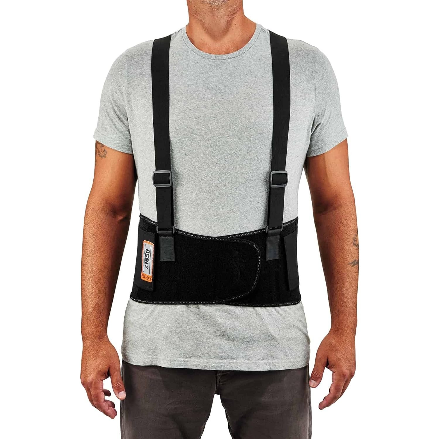 Elastic Back Support Belt for Adults Large Size with Adjustable Suspenders