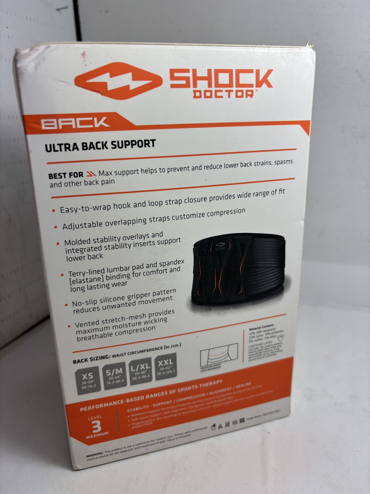 BLACK Shock Doctor Ultra Back Support Brace Level 3 – S/M NEW #838-01-10