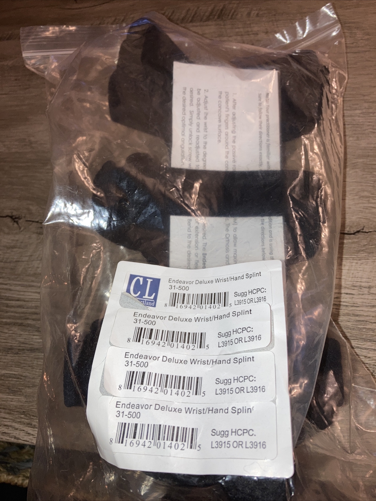 Comfortland Medical Endeavor Deluxe Wrist/Hand Splint 31-500 New with Hand Grip