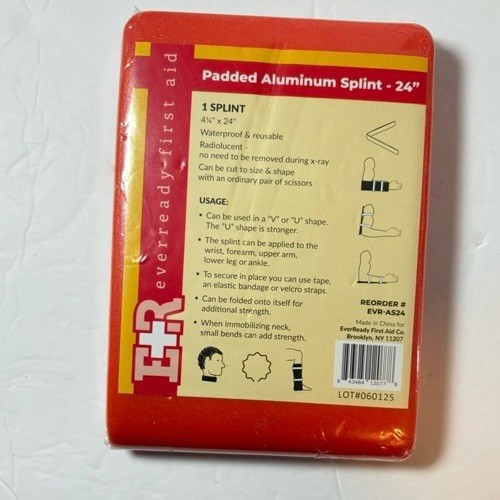 Ever Ready First Aid Padded Aluminum Splint 4.25 x 24 Inch New