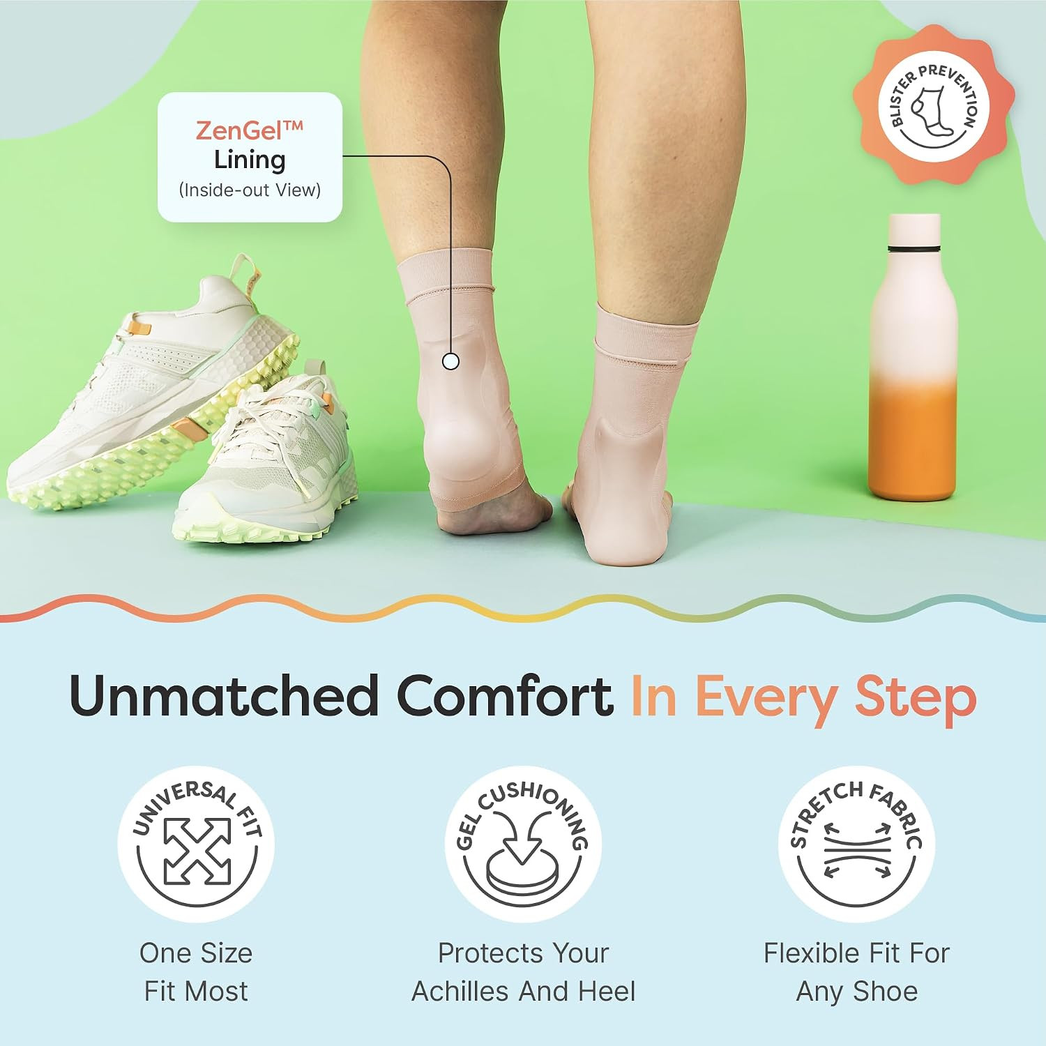 Achilles Tendon Support Sleeve, Padded Compression Sock, 1 Pair | Gel Pad Cushio