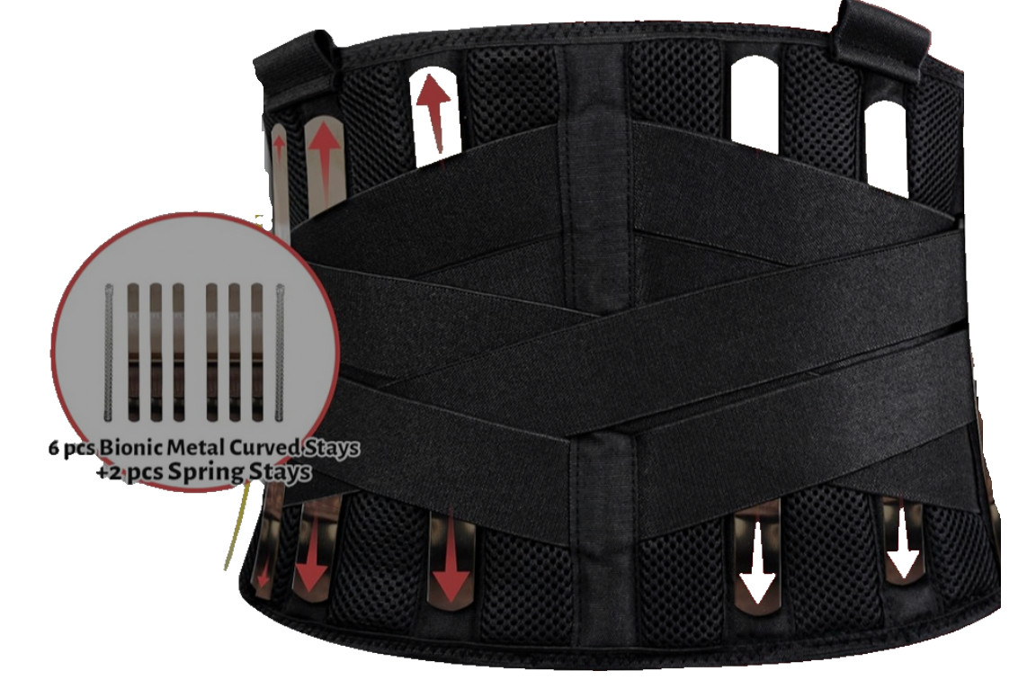 Work Back Support Belt 2 Removable Suspender Straps Back Posture Protector S/M