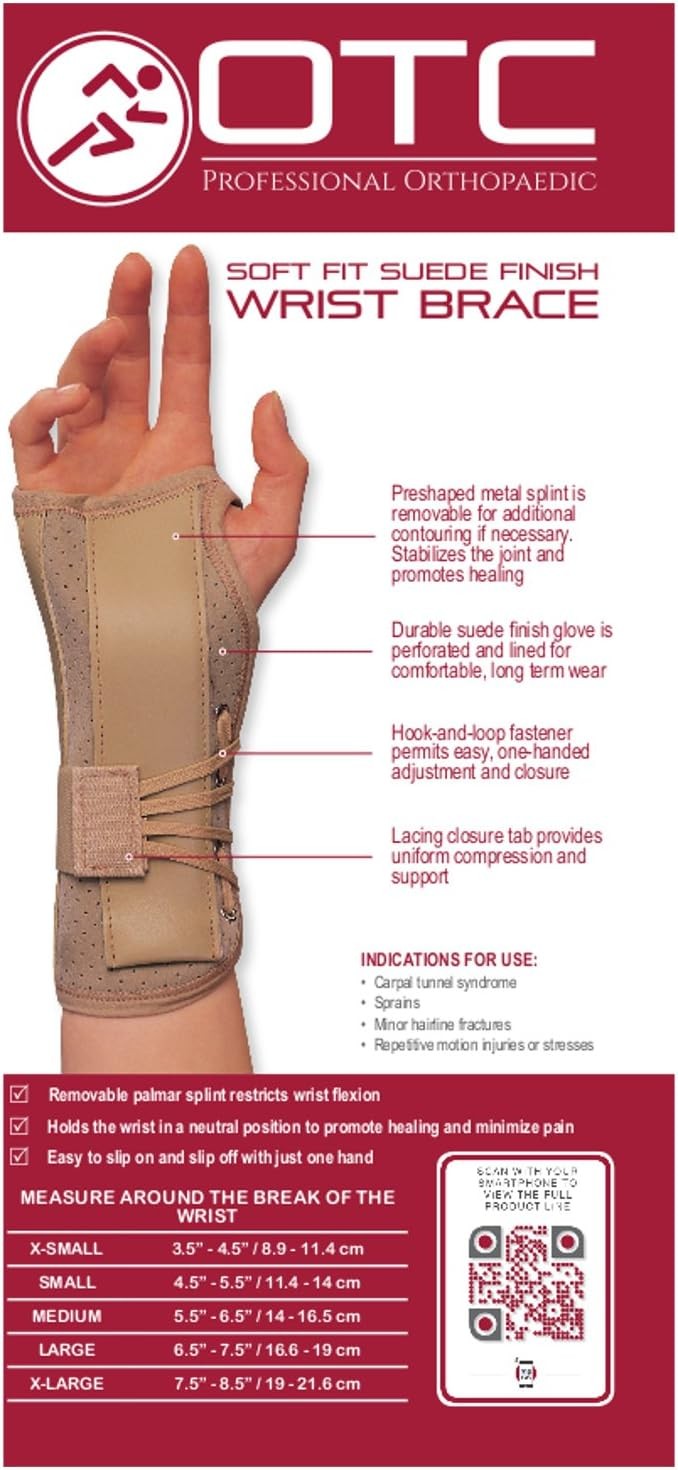 OTC Soft-Fit Suede Finish Wrist Brace, Right, Small