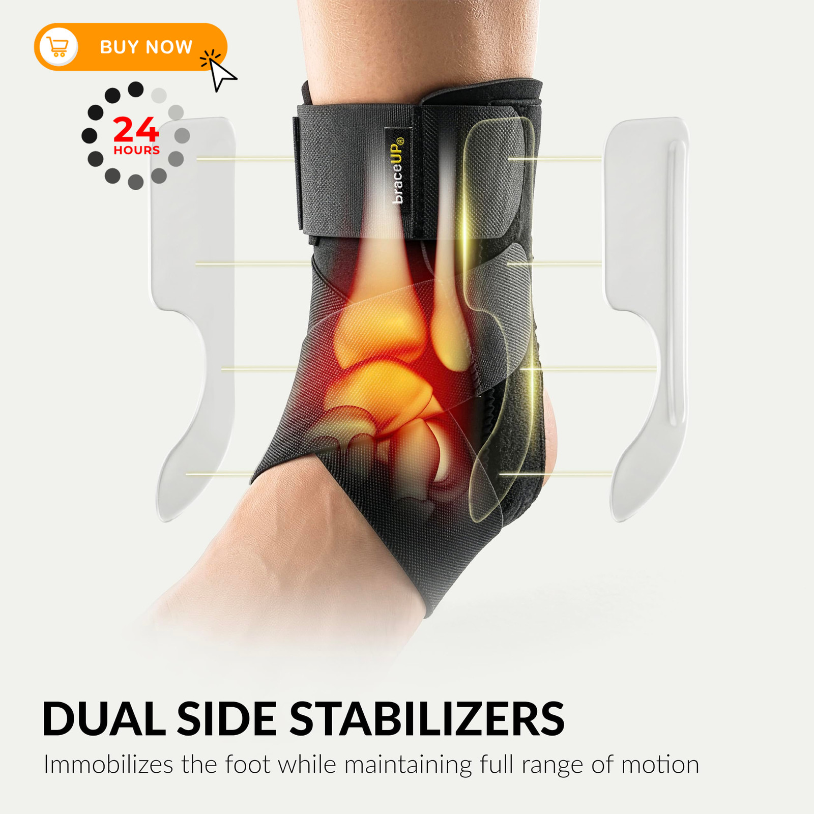 BraceUP Ankle Brace – Relieve Pain, Enhance Stability for One Size, Black