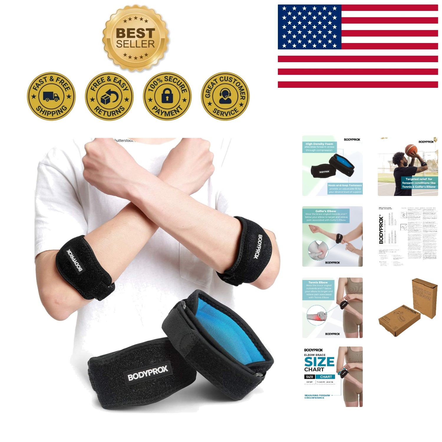 Compression Elbow Braces 2 Pack – Adjustable Relief for Active Lifestyles