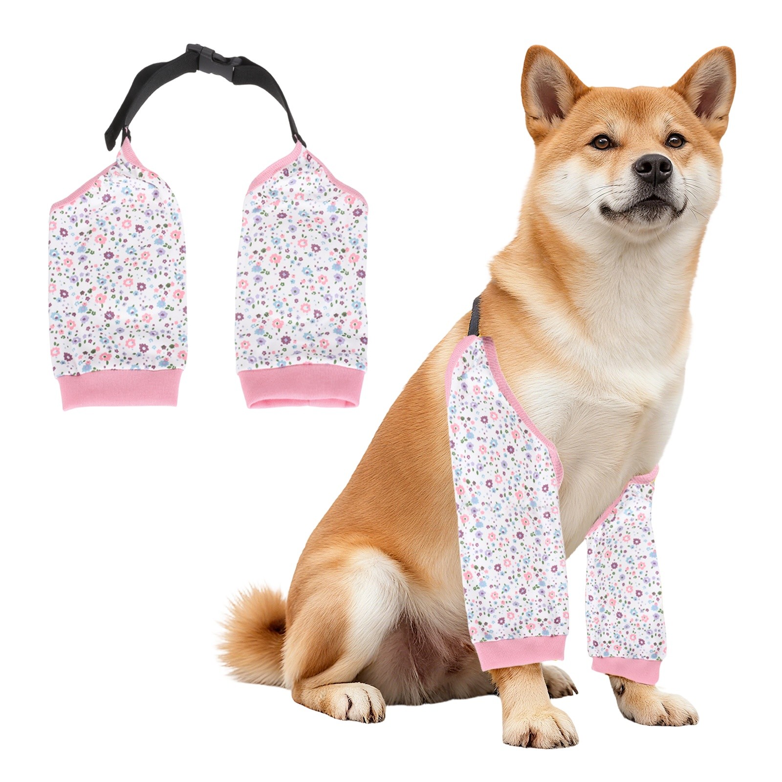 Dog Leg Sleeves, Suit for Front Legs (3XL, Floral Print, Polyester)