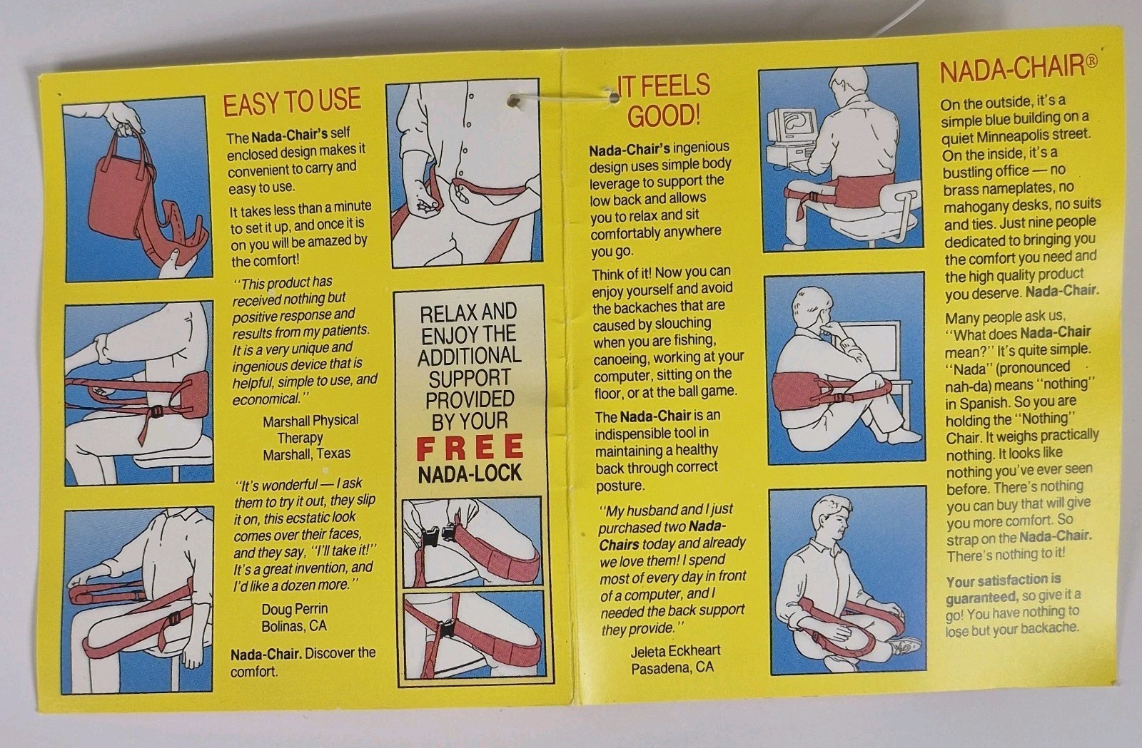 VTG Nada-Chair Back Support Sling Portable Folding Travel Chair Posture Black