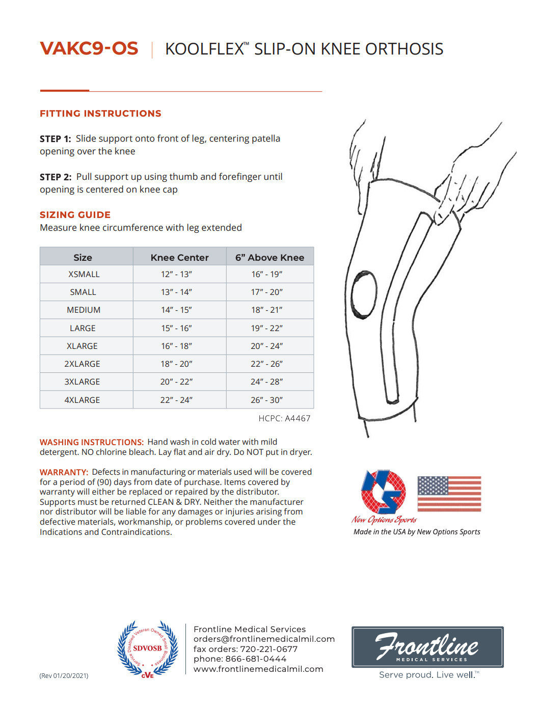 KoolFlex VAKC9-OS Slip-On Knee Support Sleeve