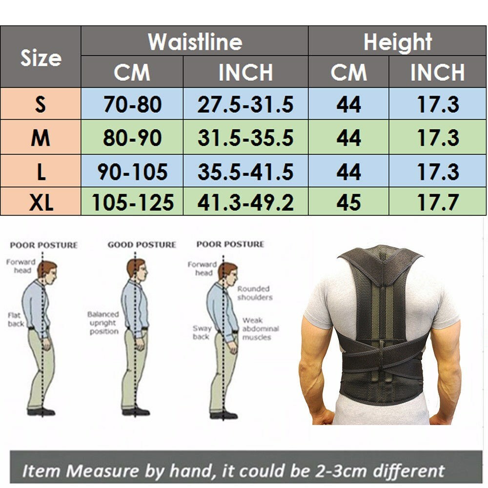 US Men/Women Adjustable Posture Corrector Spine Support Shoulder Back Brace Belt