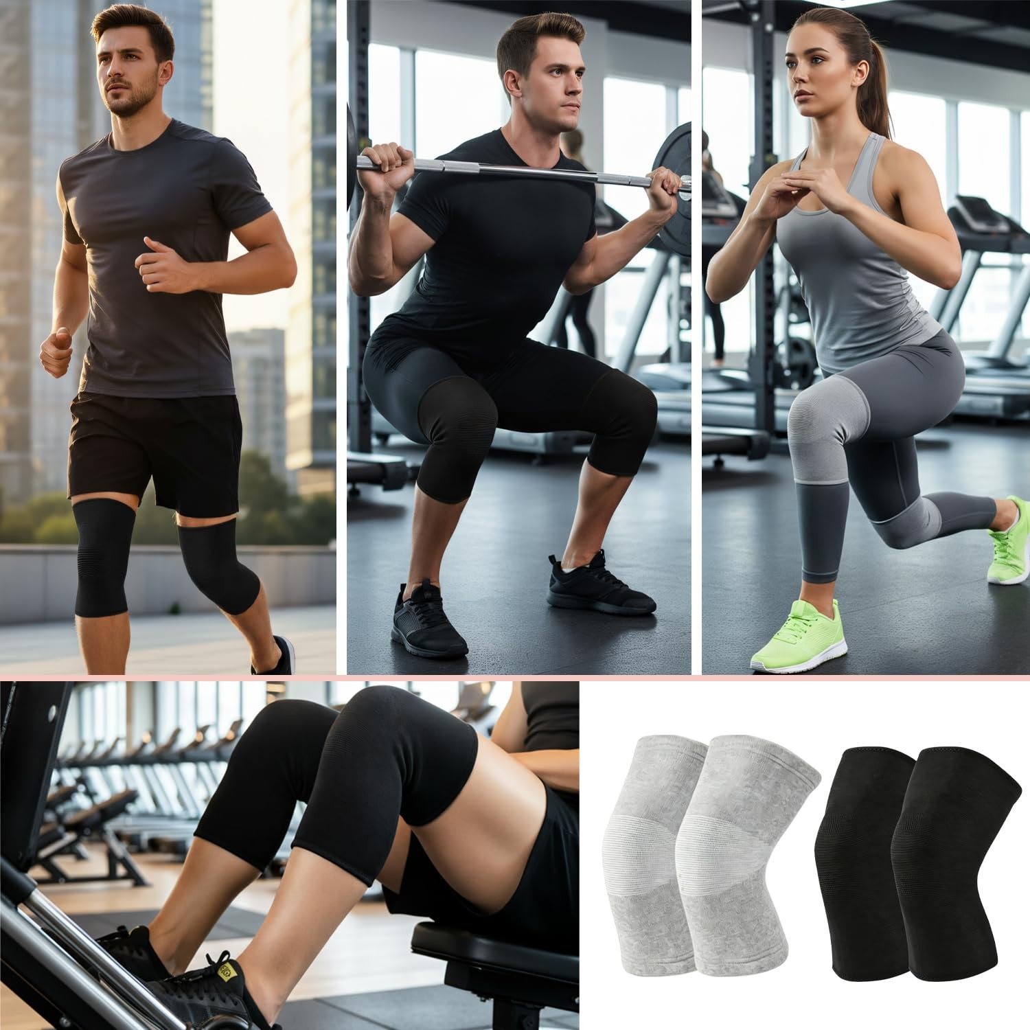 ANCEOMU Bamboo Charcoal Compression Knee Sleeve for Arthritis & X-Large, Gray