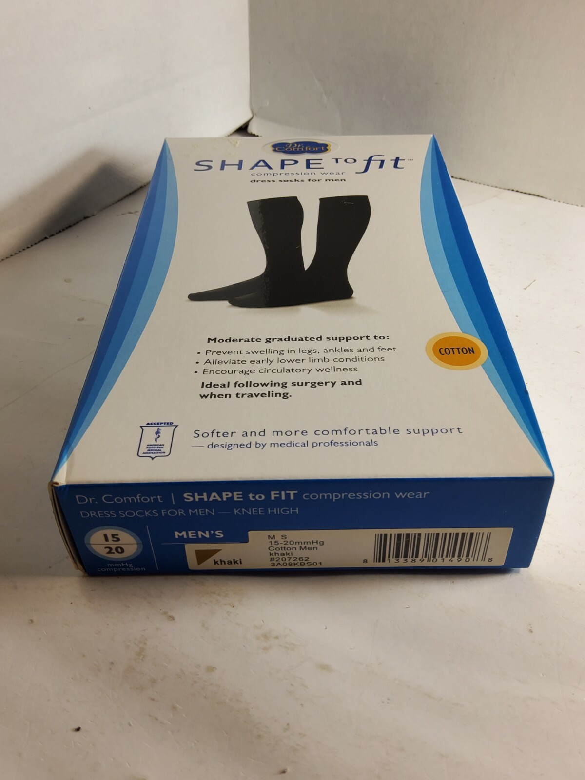 Dr. Comfort Mens 15-20 mmhg Shape to Fit Compression Dress Socks – Small – Khaki