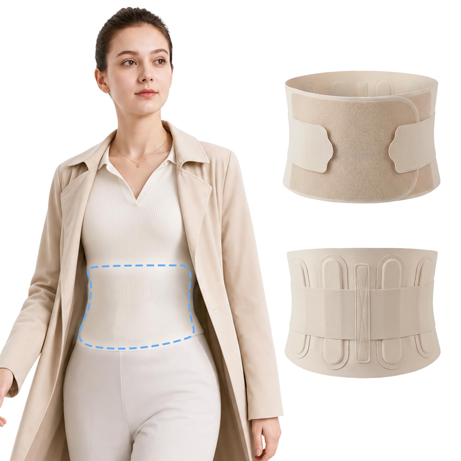 Hypoke® Women’s Workday Wear Thin Back Brace Under Clothes for Medium, Beige