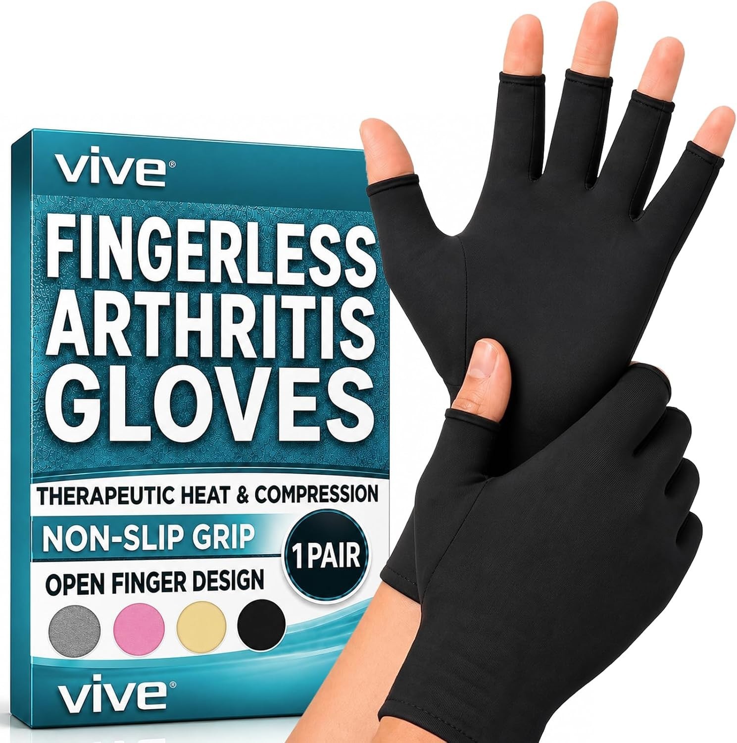 Durable Thermal Compression Gloves for Arthritis – Open Fingers, Comfortable Fit