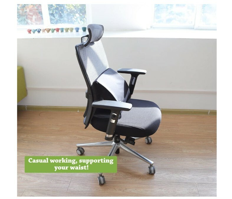 100% Memory Foam Office Chair Lumbar Back Cushion Support- Black, Washable- New