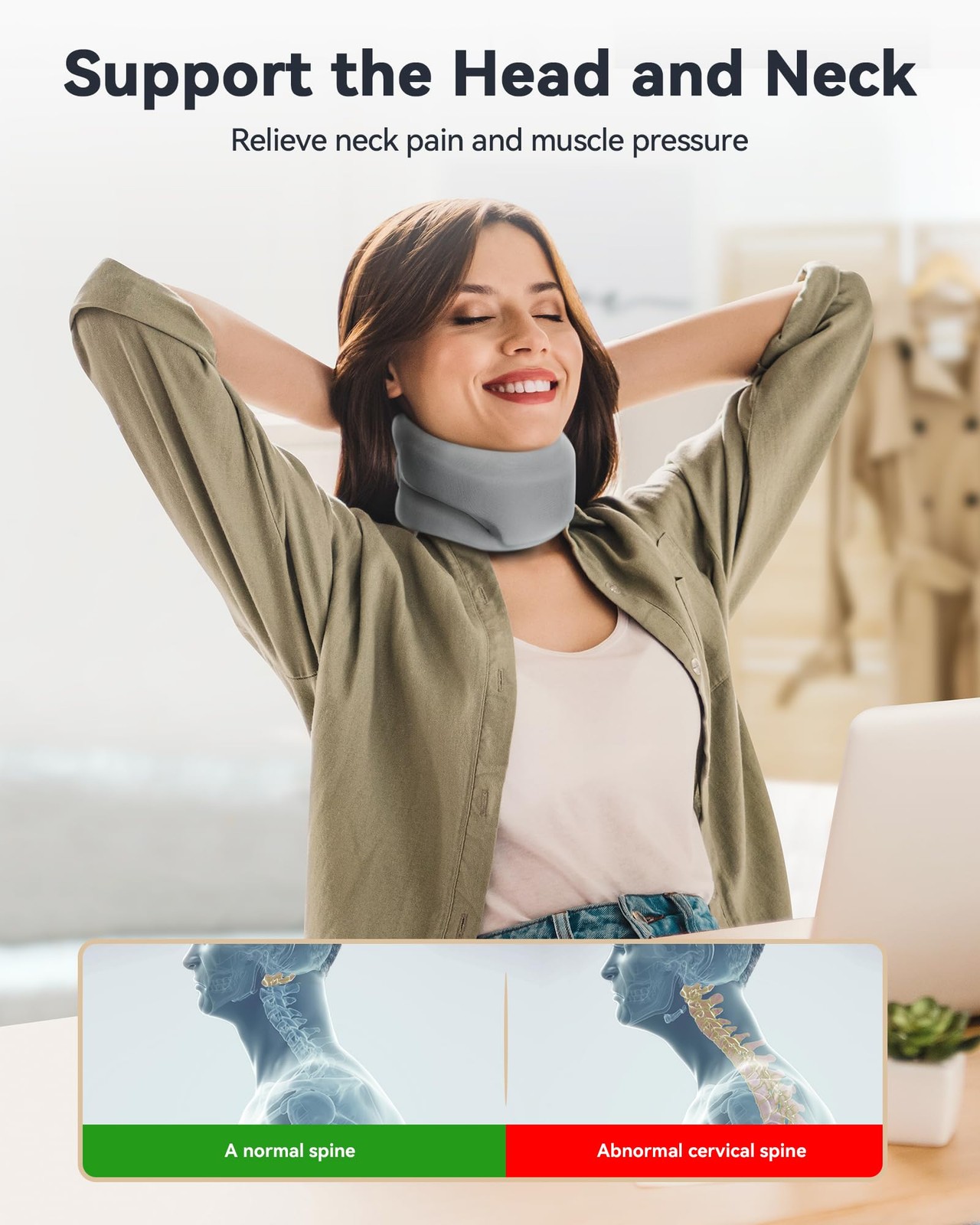 BETOVIN Neck Brace Cervical Collar Neck Support Brace for Sleeping, Soft Foa…
