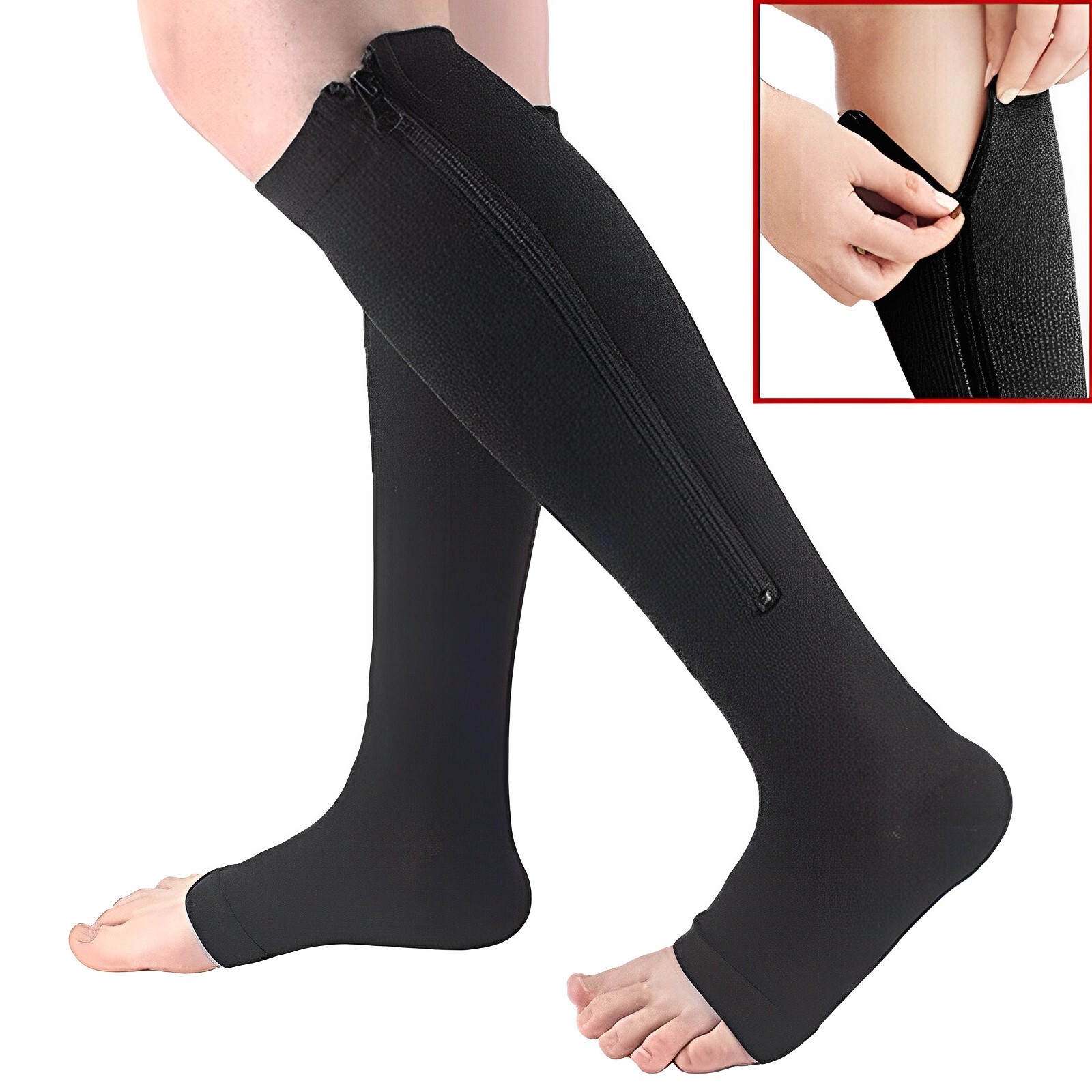 Calf Compression Sleeve Leg Support Socks Foot Fasciitis Pain Relief with Zipper