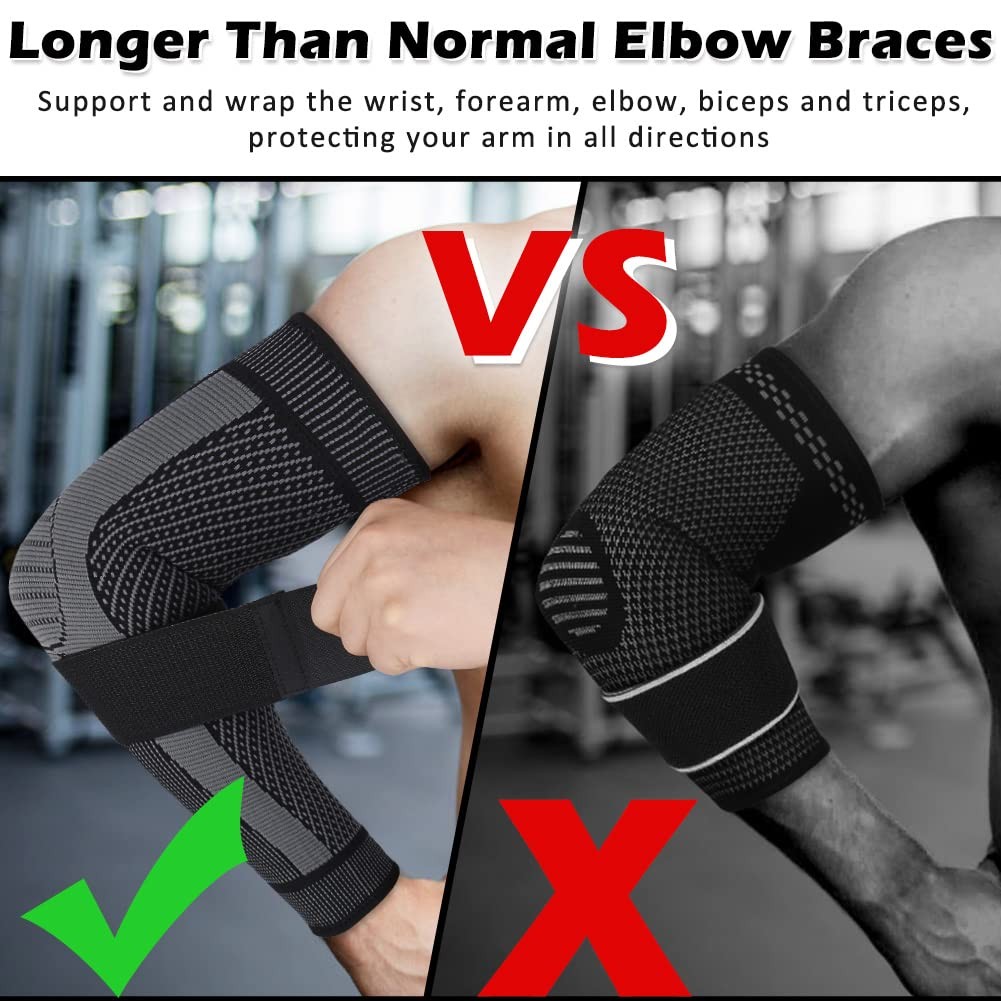 Compression Arm Sleeves with Elastic Strap for Men & (Pairs), Elbow Braces, 2…