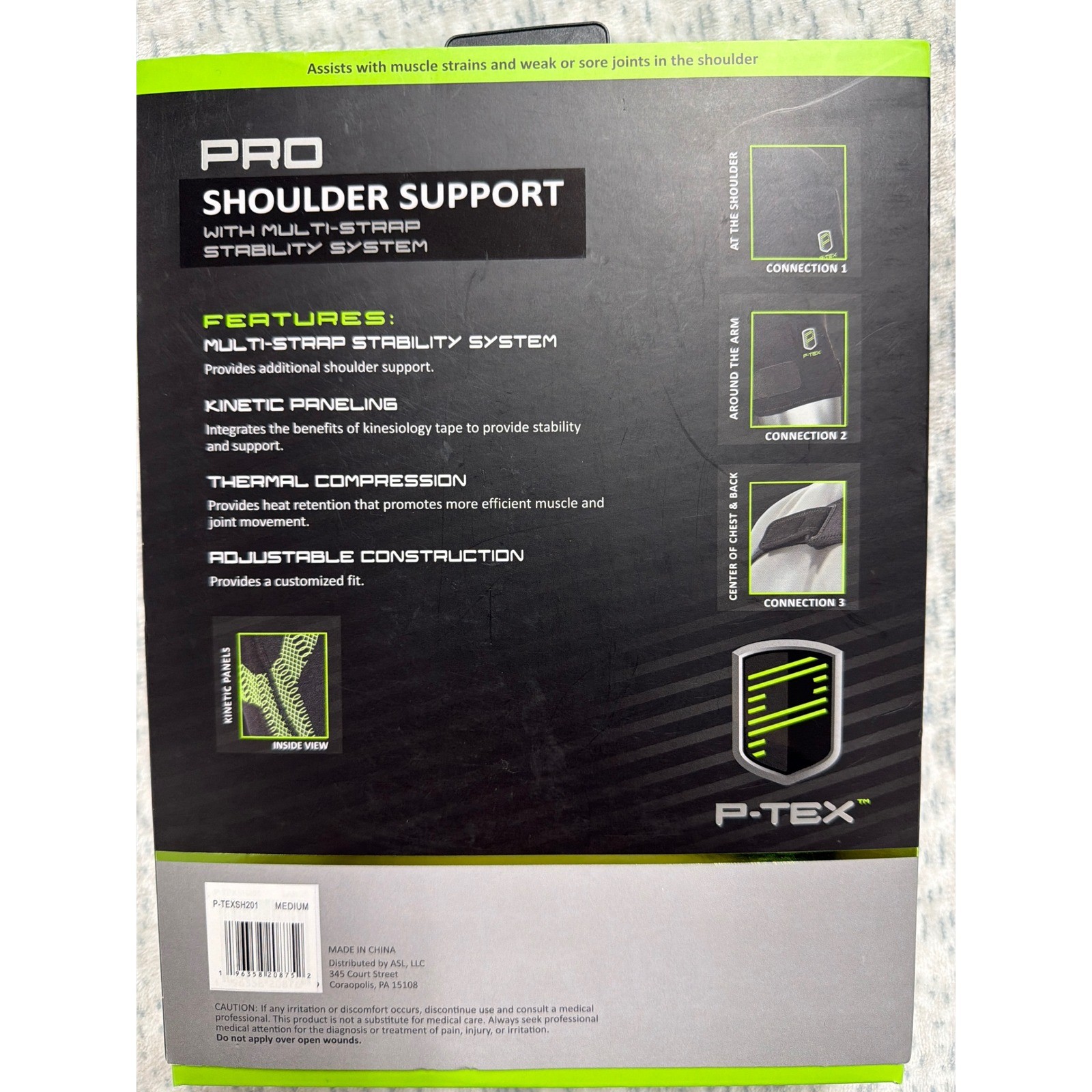 P-TEX PRO Shoulder Support Multi-Strap Stability System Medium P-TEXSH201 Black