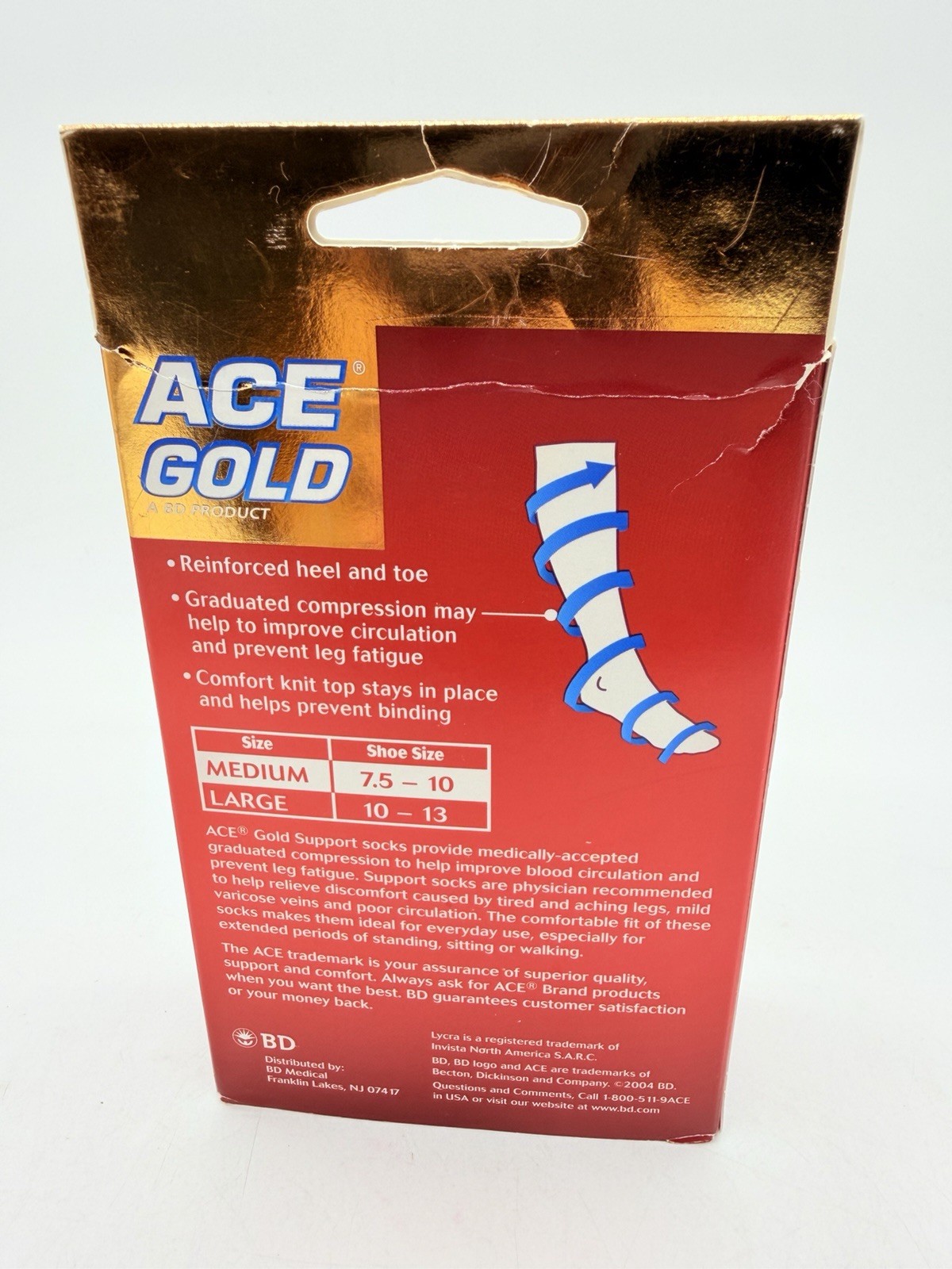 Ace Gold Men’s Support Socks, Black, Medium, 1-Pair Package