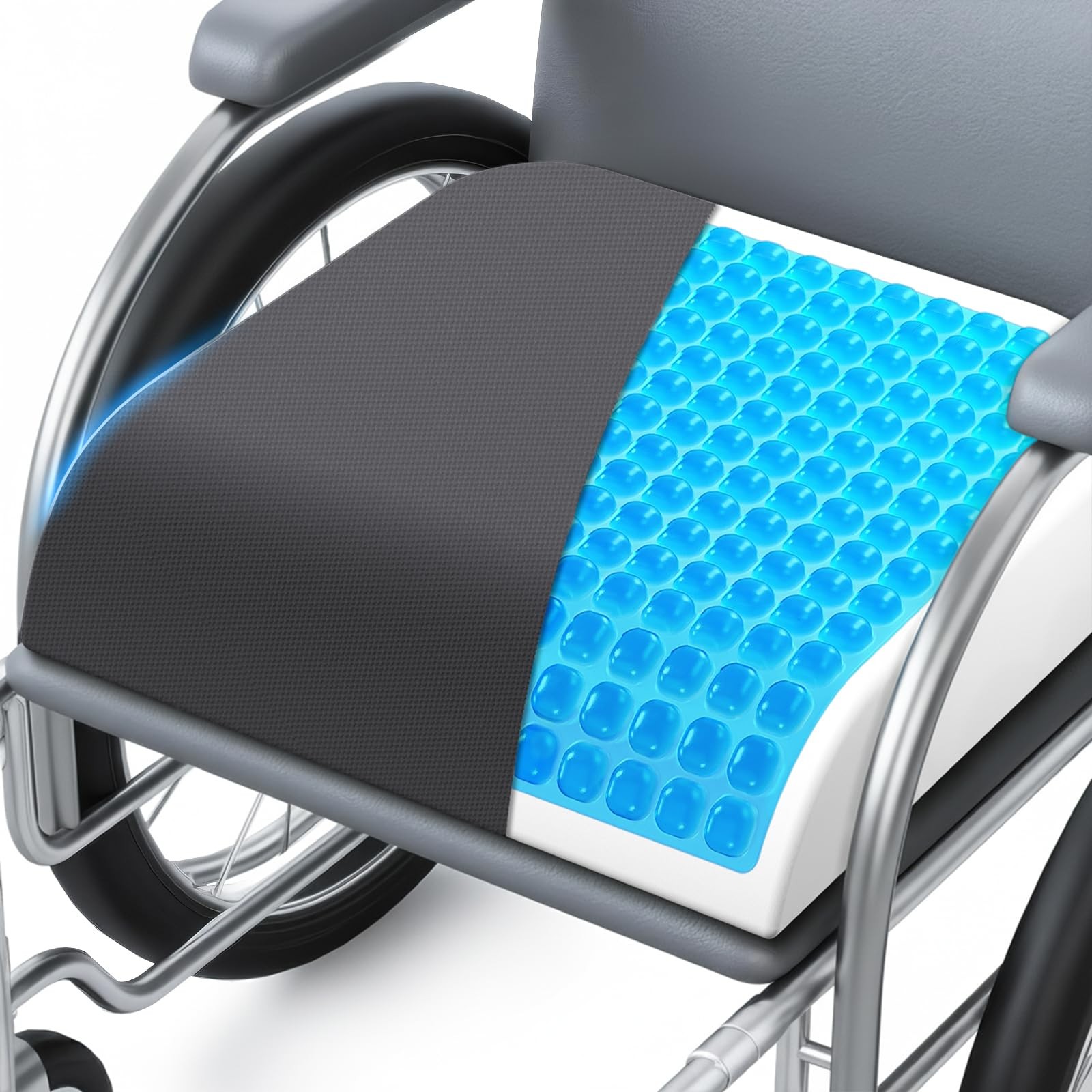 ComfyInLove Wheelchair Seat Cushion – Cooling Gel & Memory Foam Large, Grey
