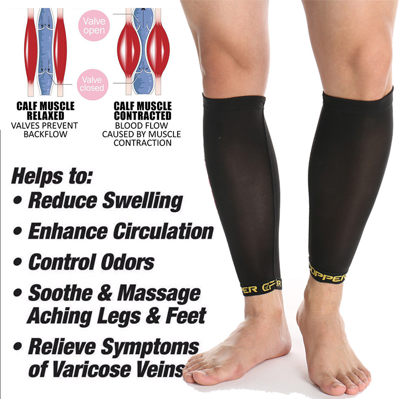 Copper Compression Recovery Calf Sleeves – Sports Shin Splint Leg Sore Muscles L