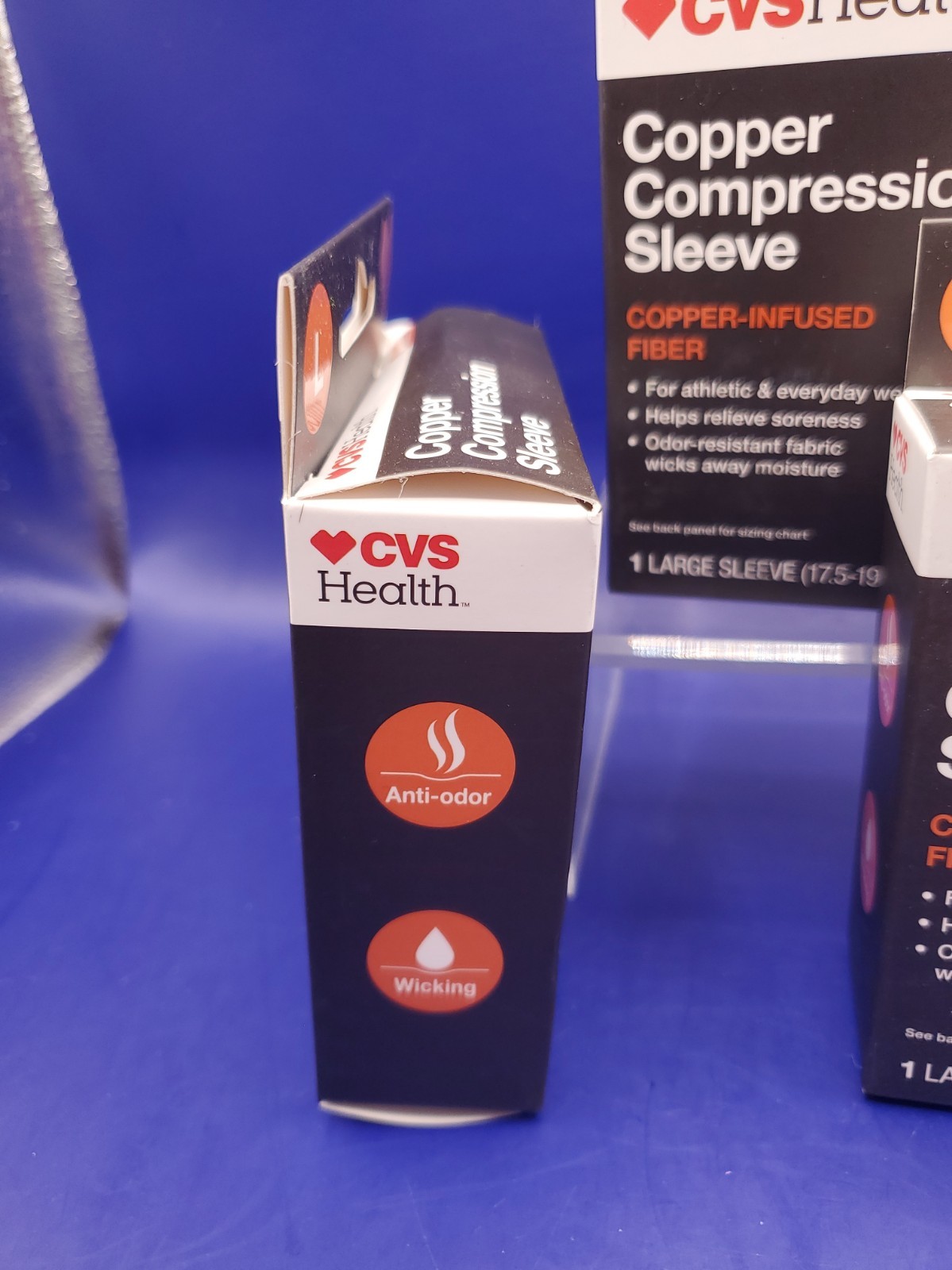 3 Pack CVS Health Copper Infused Fiber Compression Knee Sleeve Large New