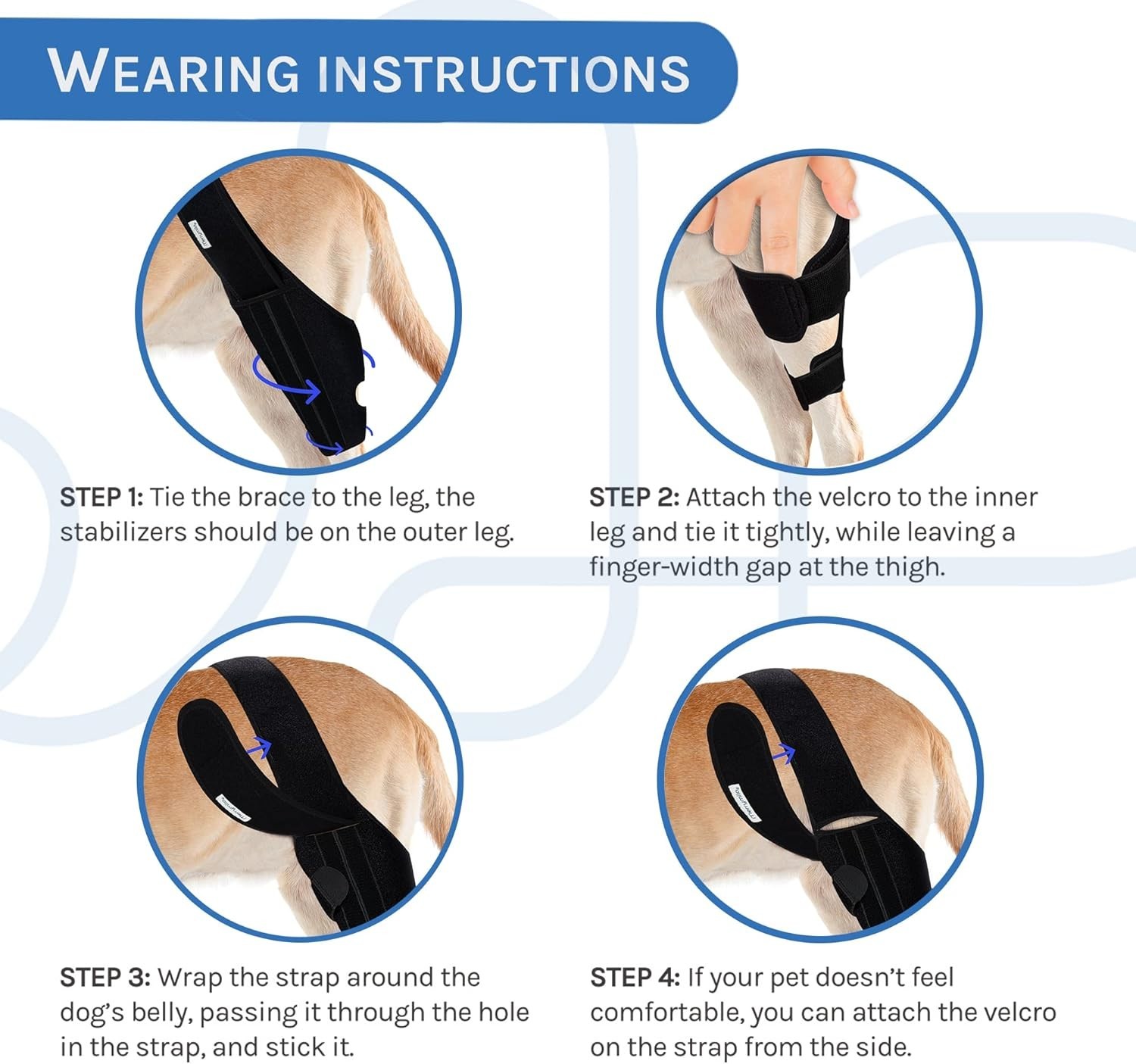 Dog Knee Brace for Torn ACL Hind Leg – Black, Large