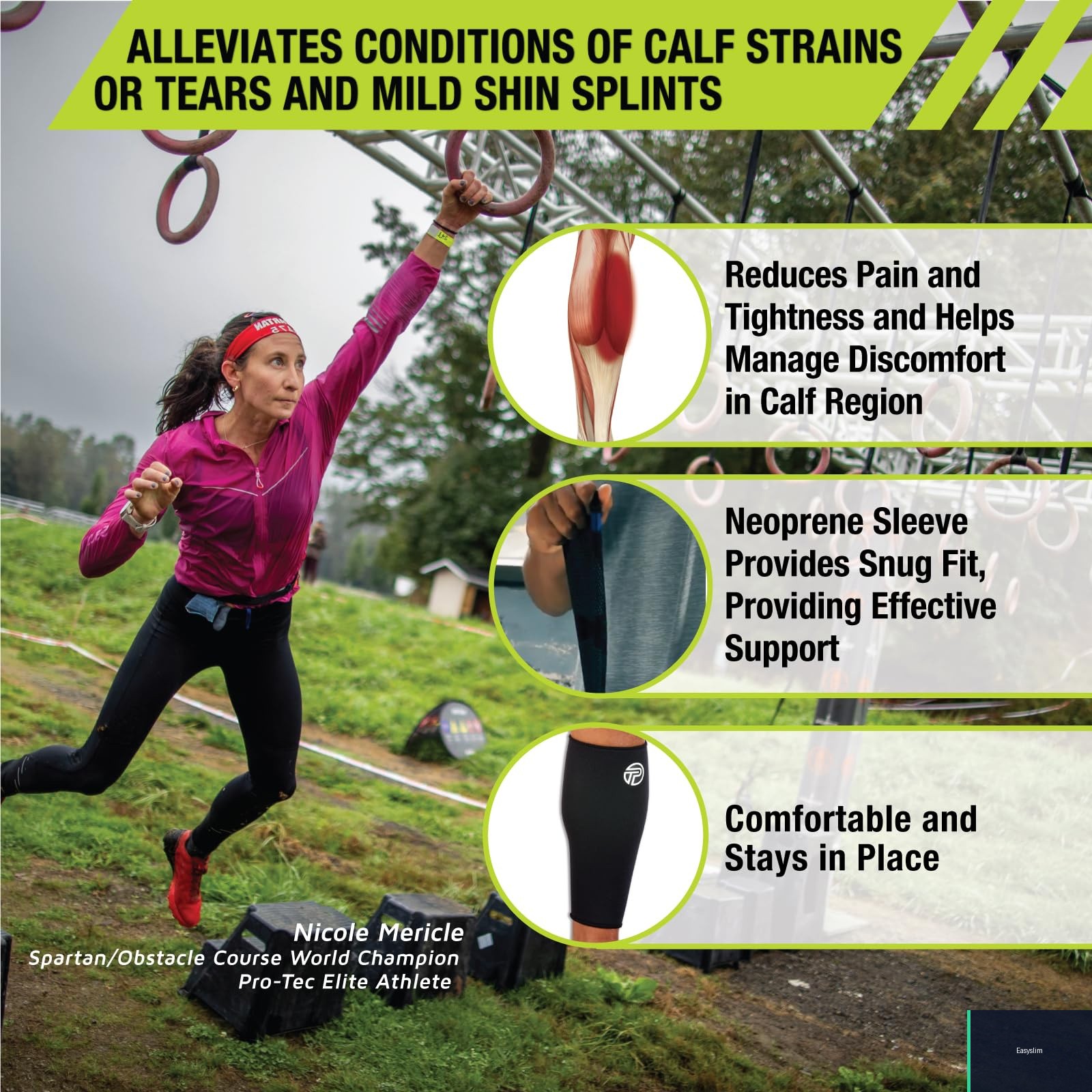 Calf Compression Sleeve Neoprene Medium Black, Athletic Support and Warmth