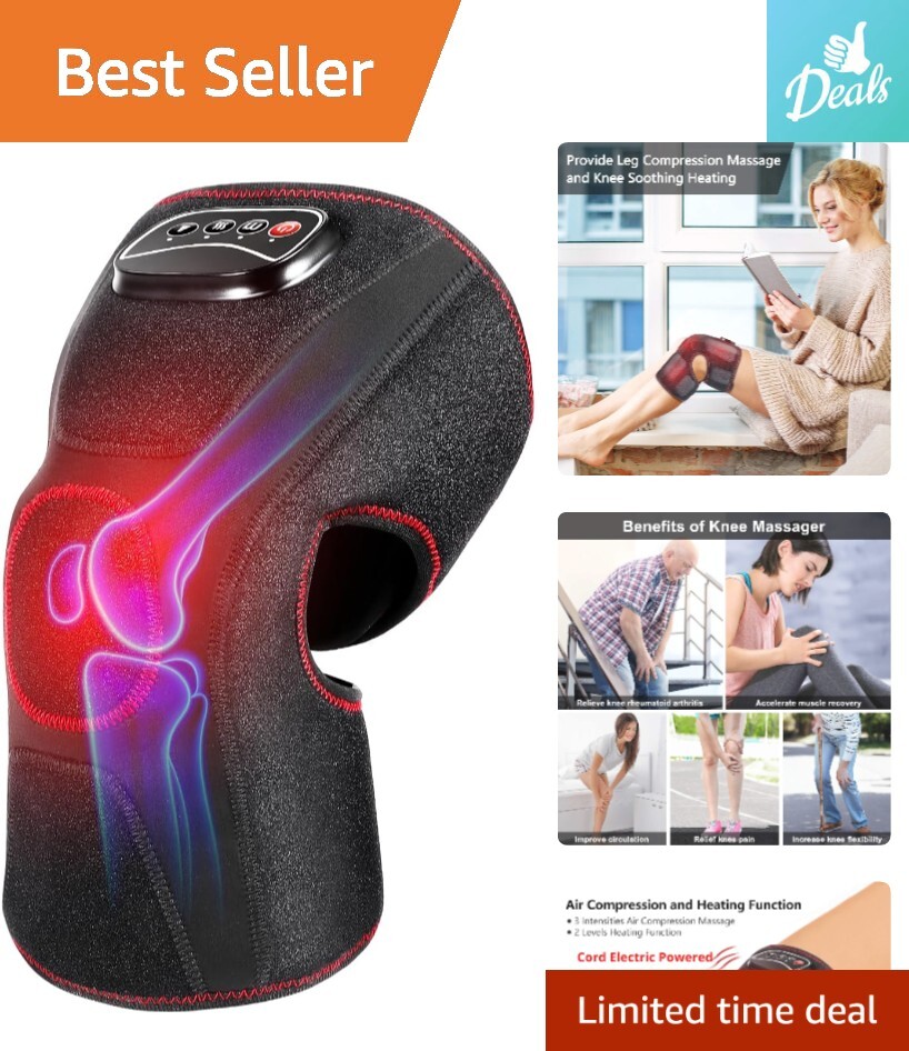 Portable Knee Massager with Heat – Air Compression – 3 Modes & 3 Intensities