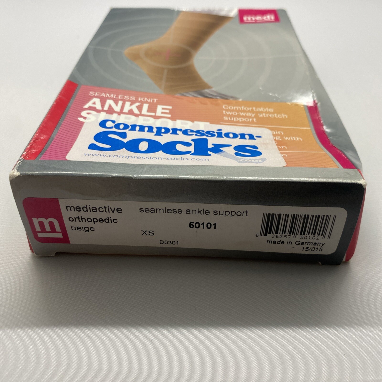 MEDIVEN SEAMLESS KNIT ANKLE SUPPORT (BEIGE) X-SMALL 50101 MEDIACTIVE ORTHOPEDIC