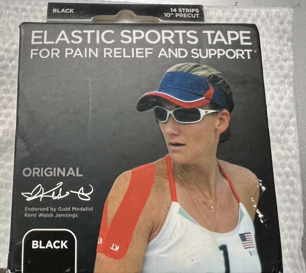 New KT Kinesiology Therapeutic Elastic Sports Tape Black 14 10″ Strips