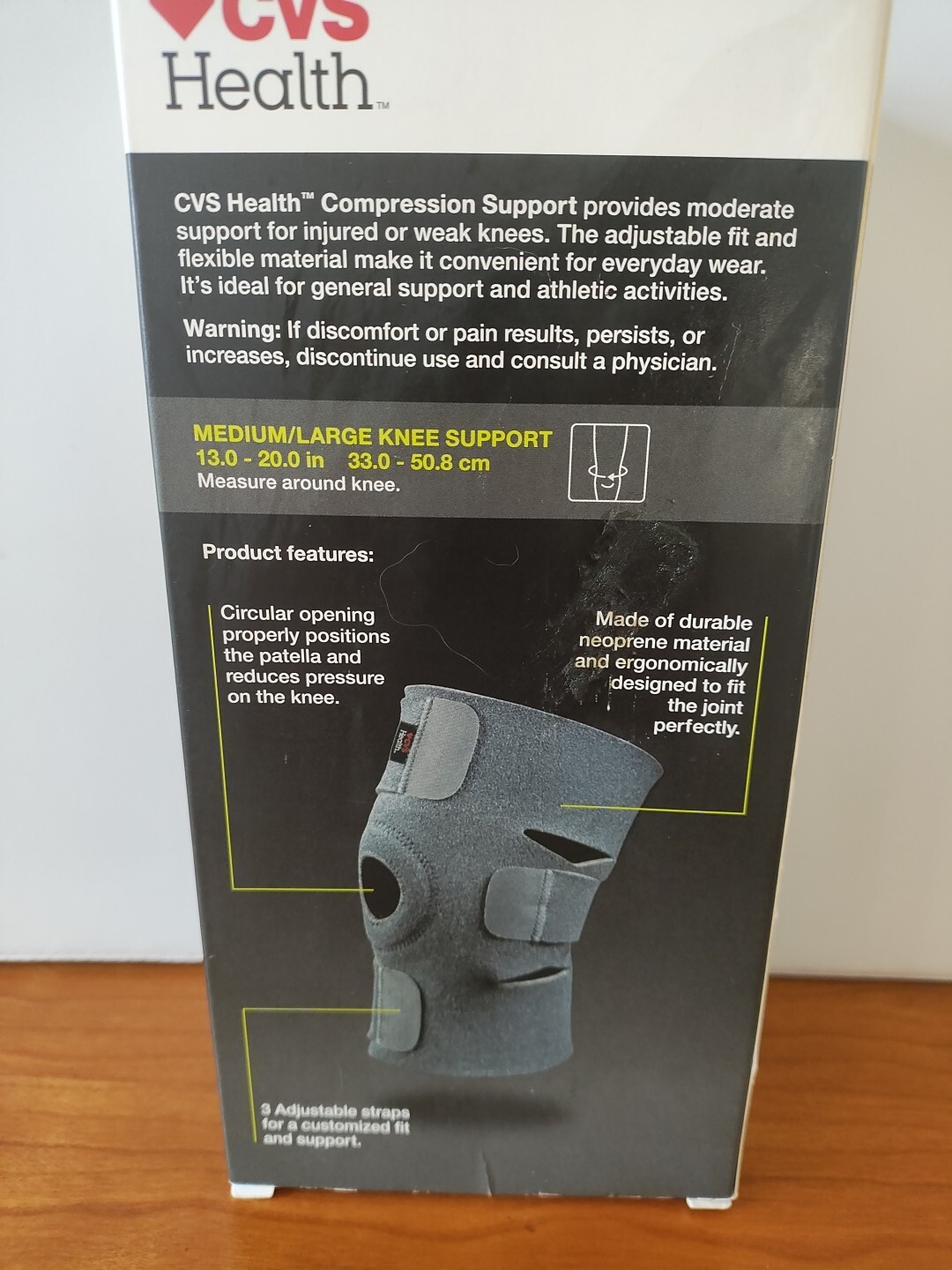 CVS Health Compression Knee Support Breathable Material Size Med/Lg