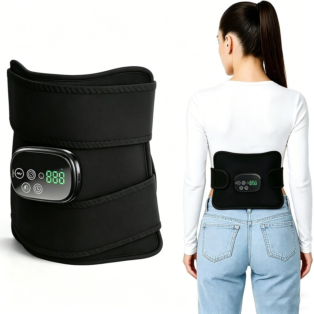 Red Light Heating Vibration Back Massager Lumbar Belt for Lower Back Pain Relief