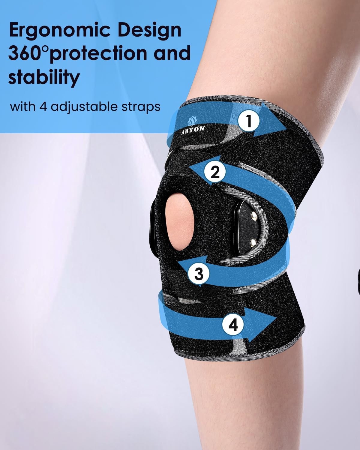 ABYON Hinged Knee Brace Men & Women – Maximum Support Metal Side Stabilizers