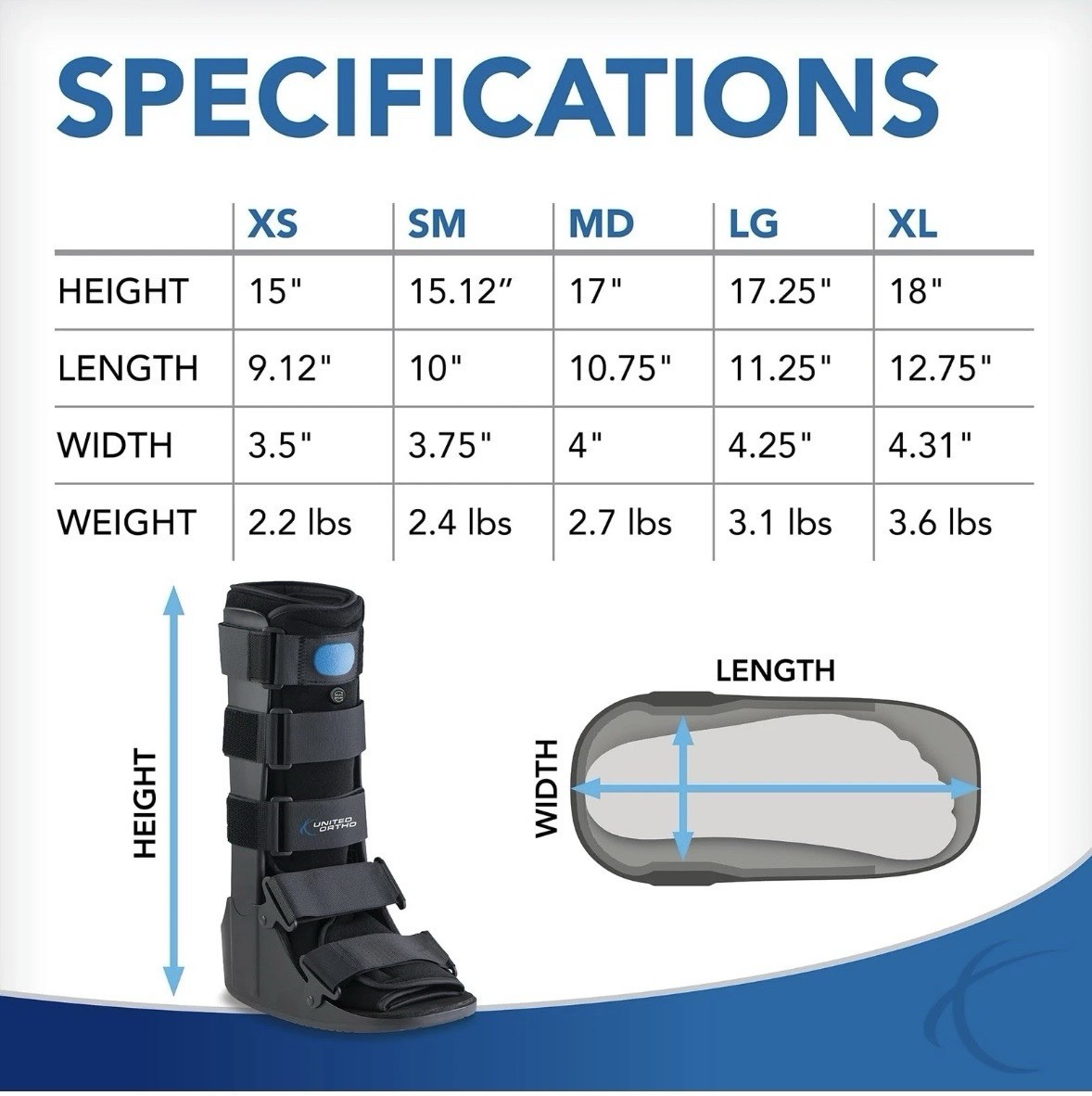 United Ortho Air Cam Walker Fracture Boot, Small, Black Model No. USA14103