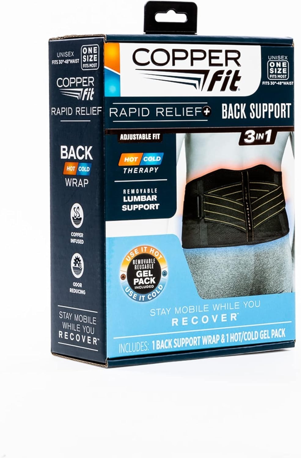 Rapid Relief Back Brace with Stabilizers & Hot/Cold Therapy for Back Pain