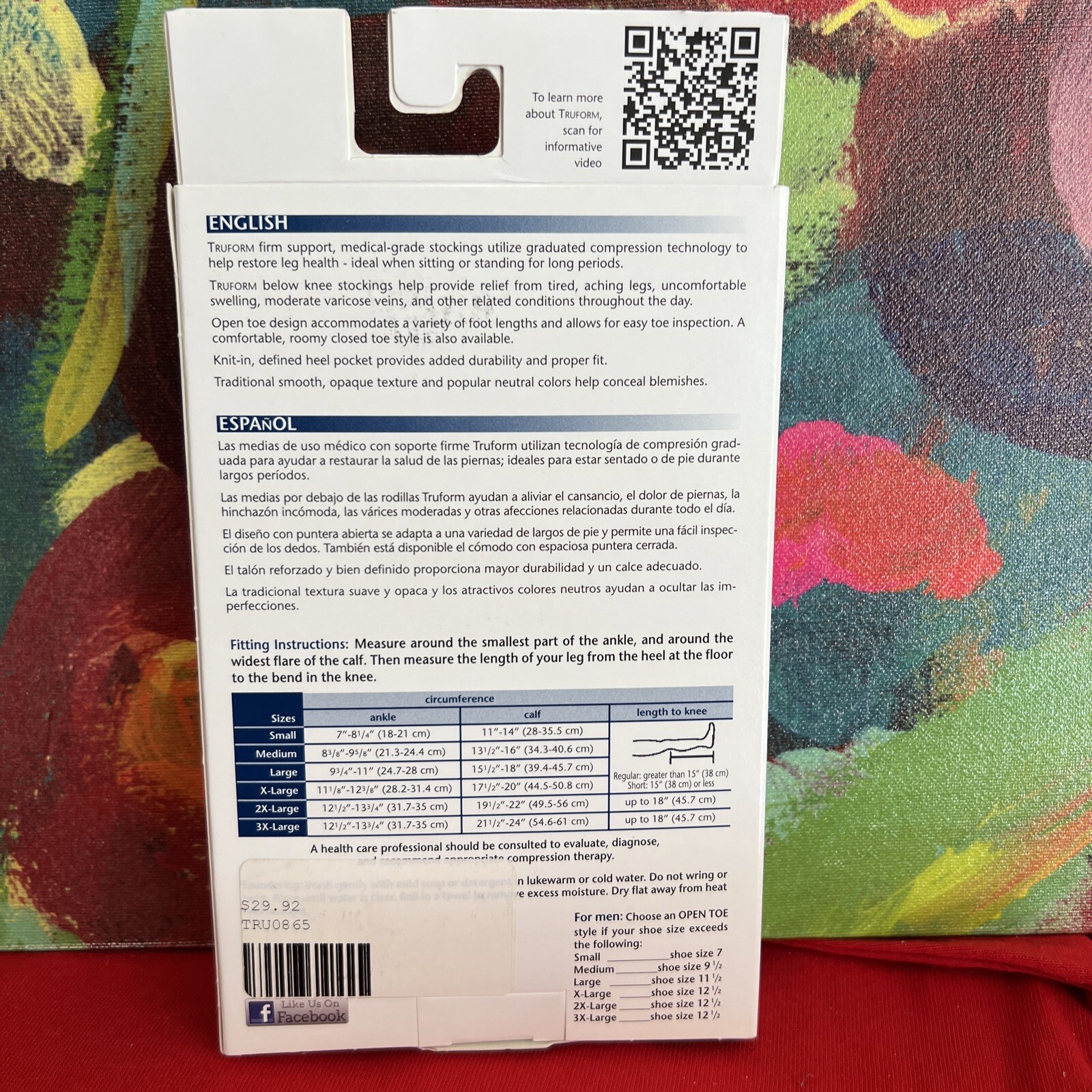 Truform Below Knee Compression Stockings 20-30mmHg OT Large Beige New In Box